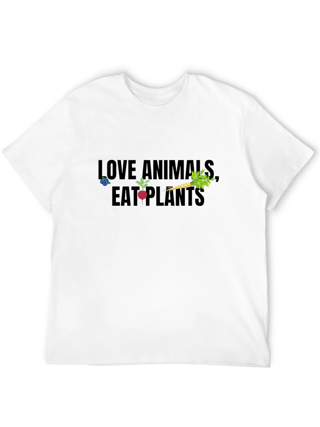 Vegan Graphic Tee: Love Animals Eat Plants - Black