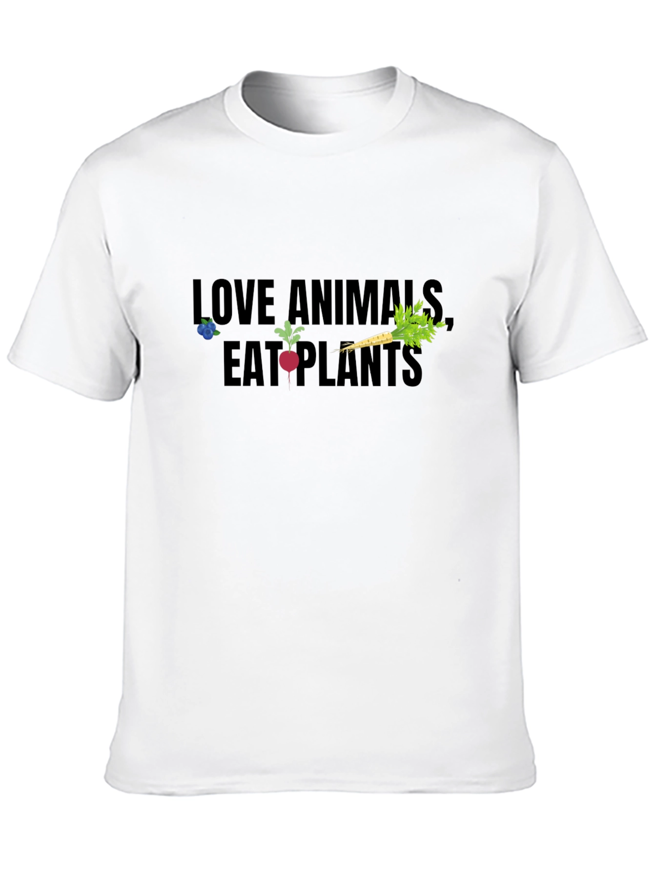 Vegan Graphic Tee: Love Animals Eat Plants - Black