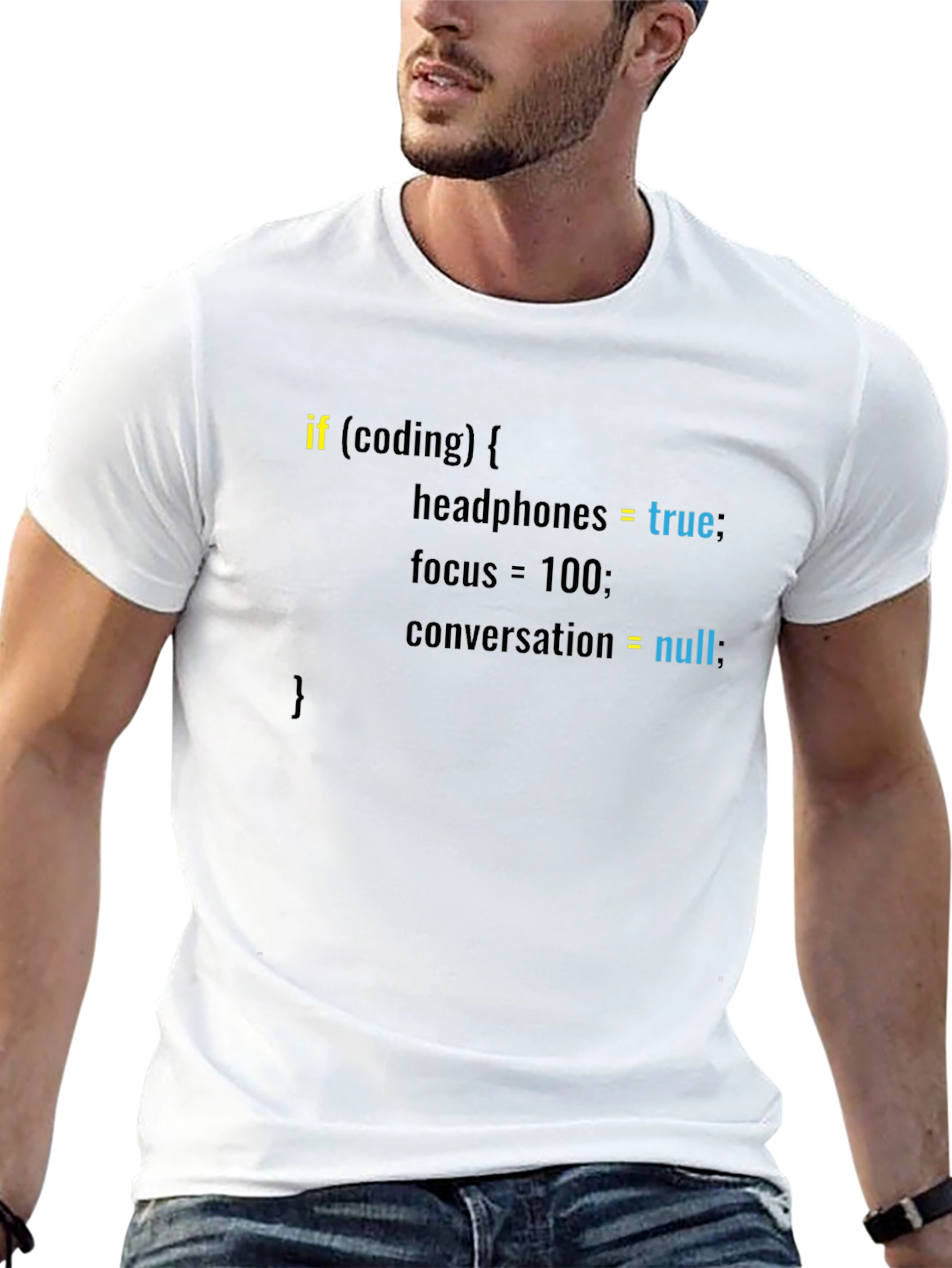 Coding Mode Black Tee - Headphones and Focus!