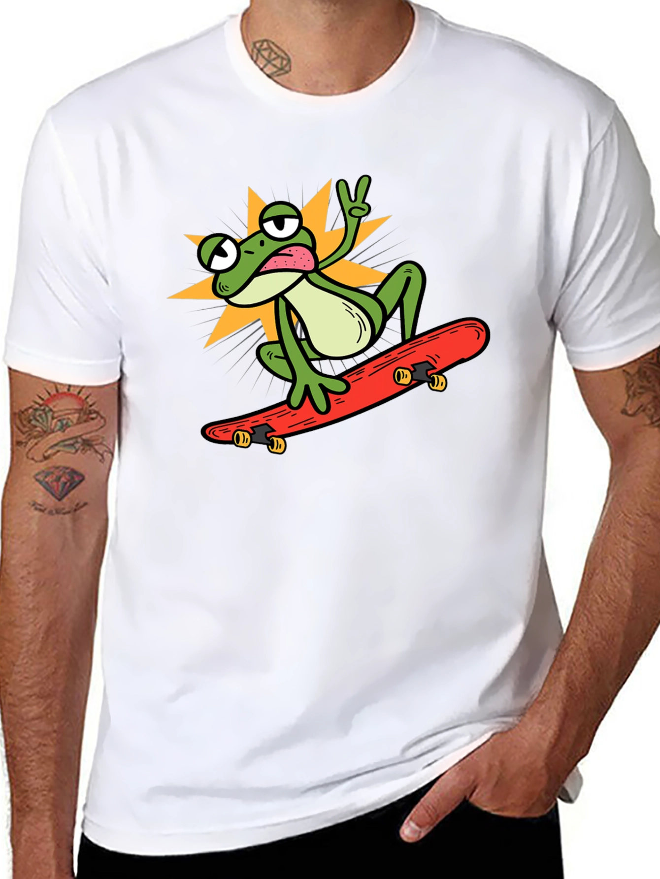 Cool Frog Skateboarder Graphic Tee