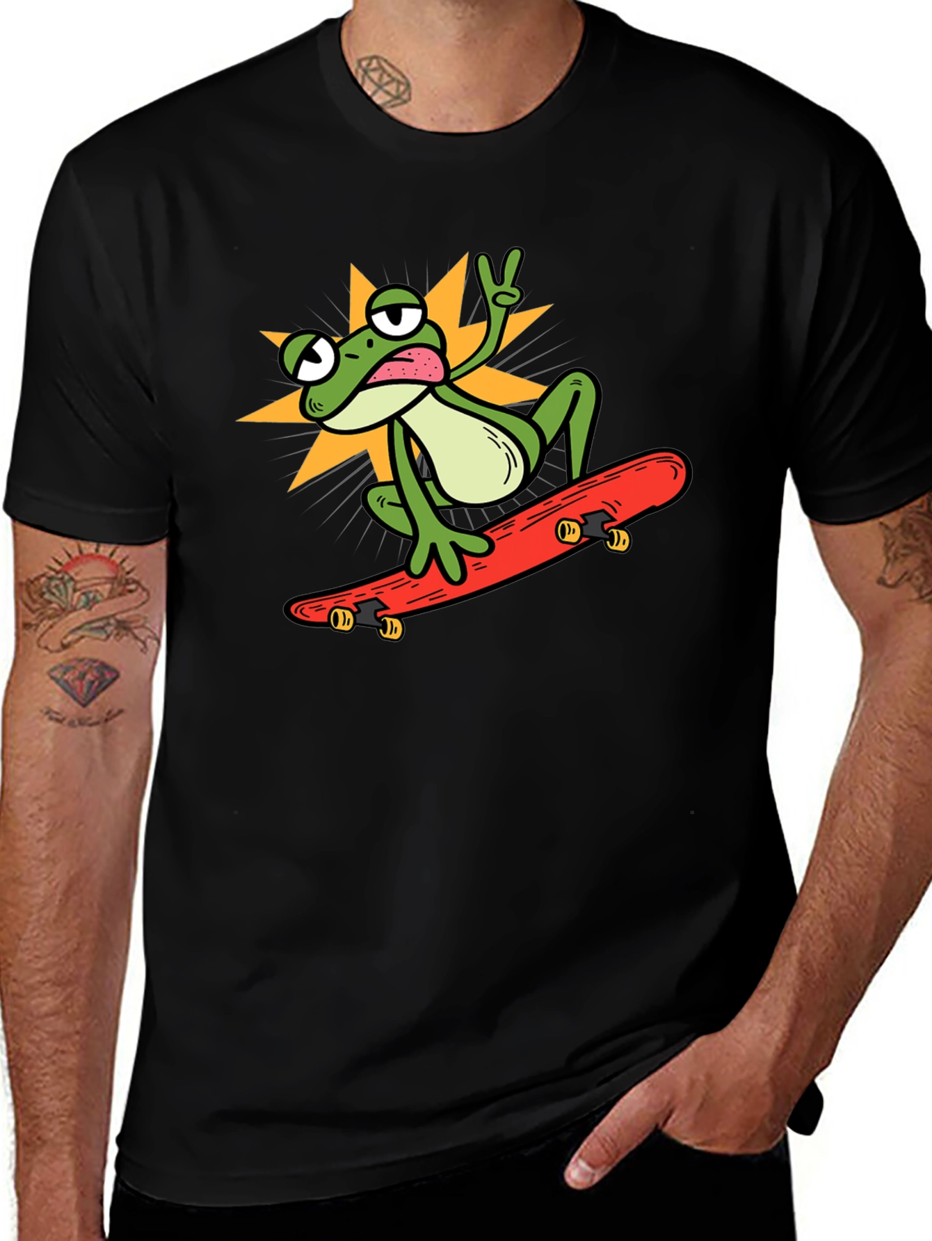 Cool Frog Skateboarder Graphic Tee