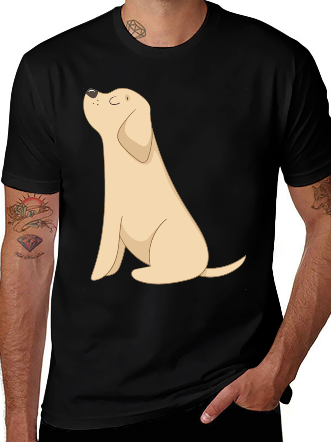 Dog Graphic Tee - Black Casual T-Shirt
