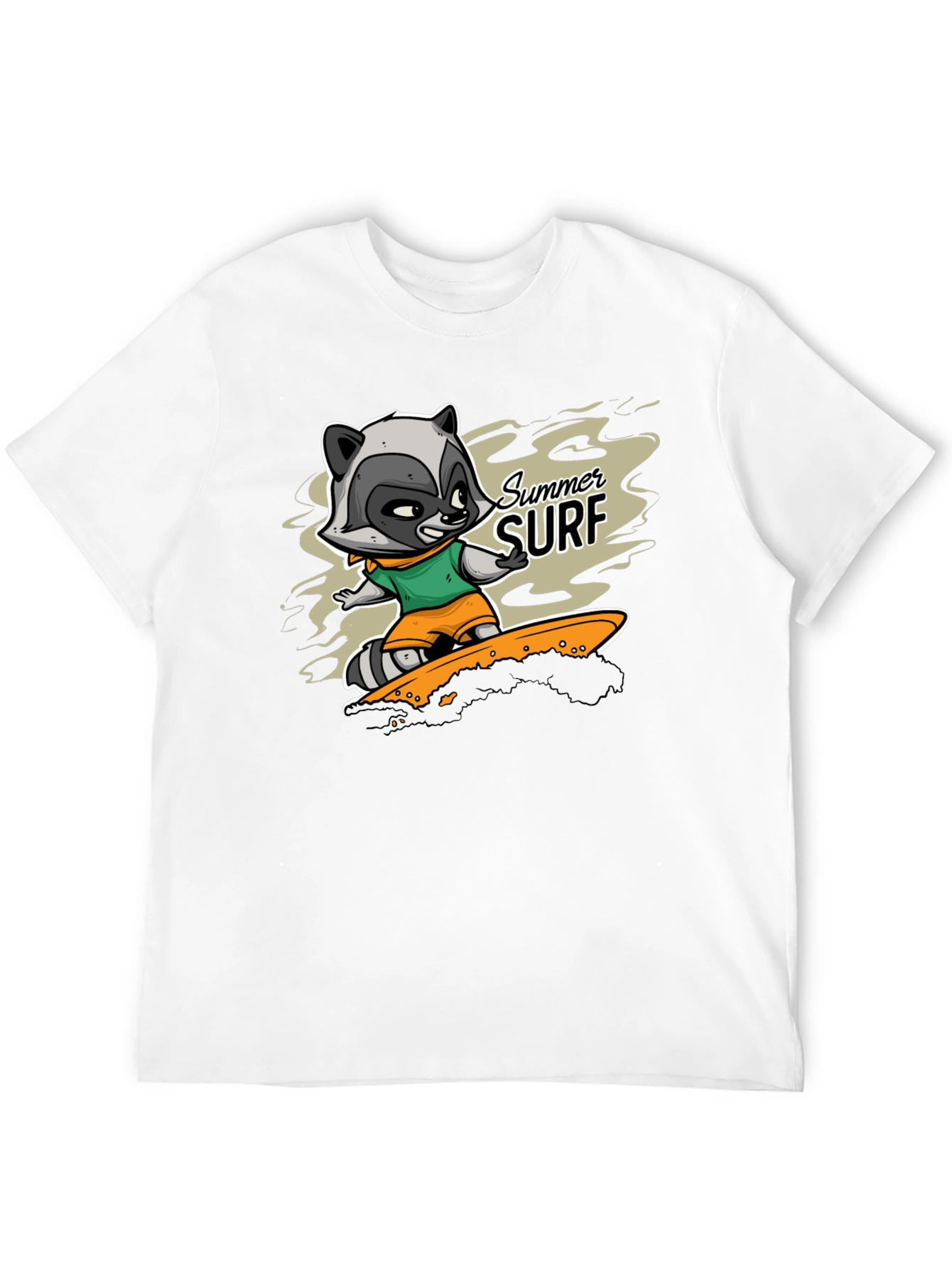 Raccoon Summer Surf Graphic T-Shirt