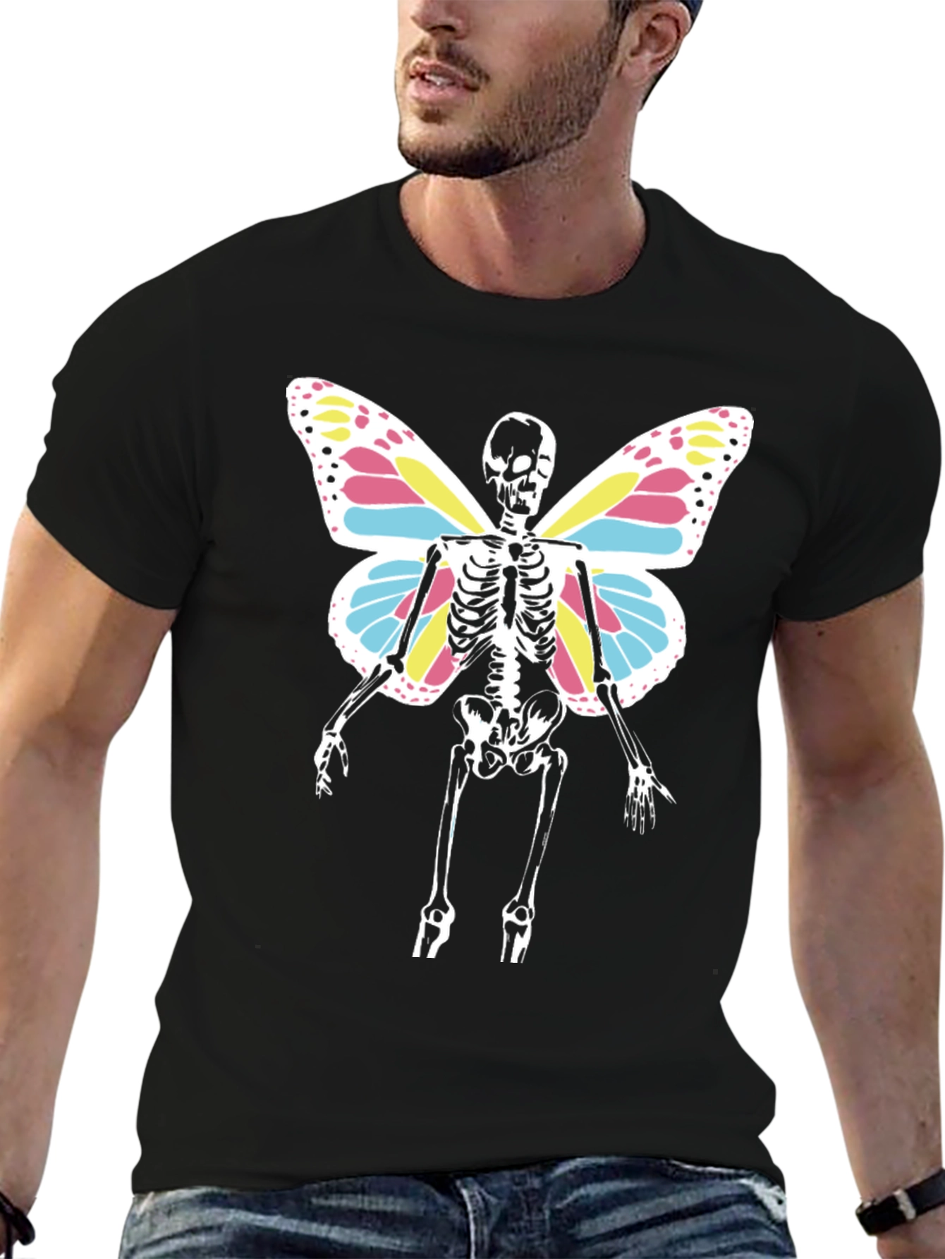 Skeleton Butterfly Wings T-Shirt - Black Tee