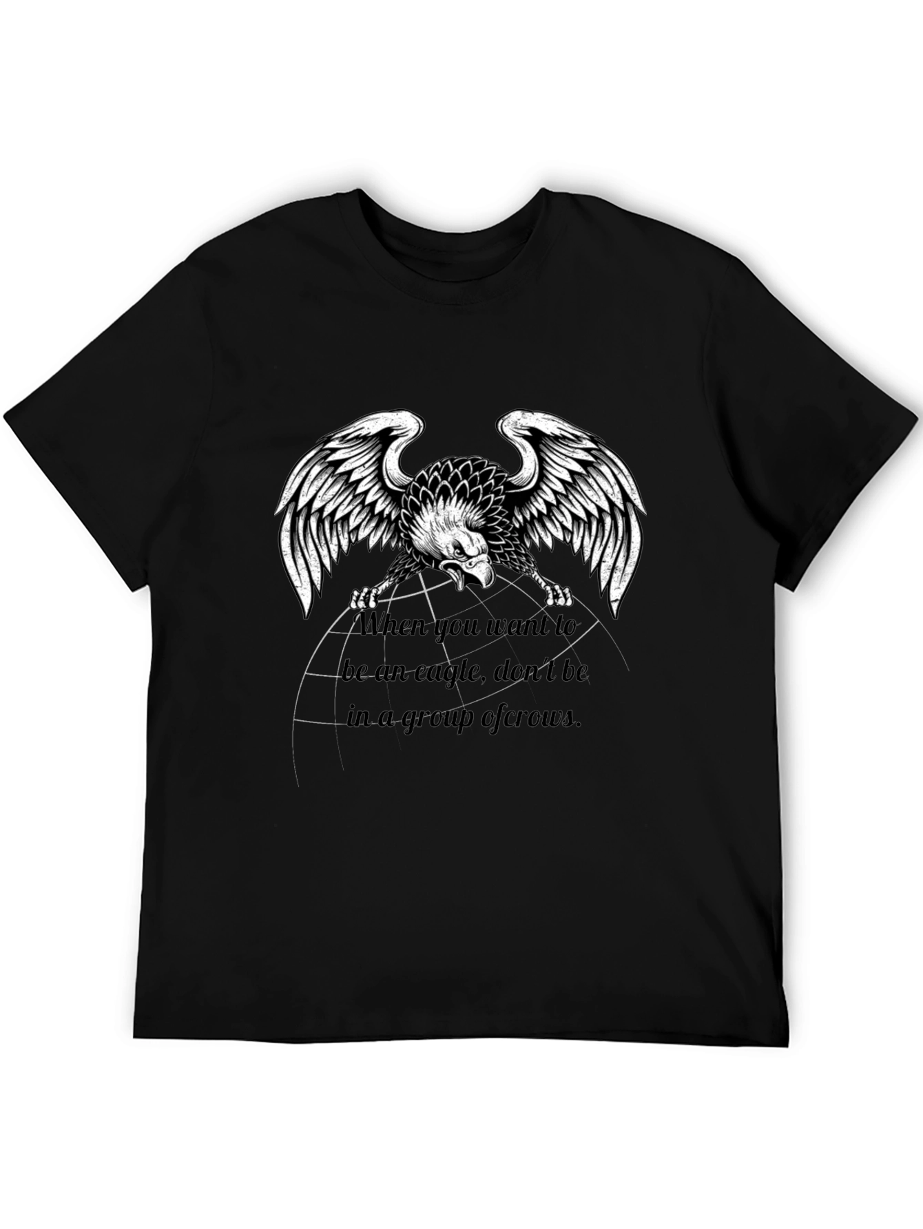 Eagle Graphic Print Black T-Shirt