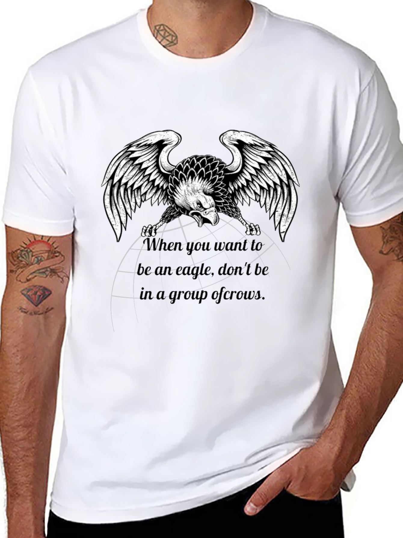 Eagle Graphic Print Black T-Shirt