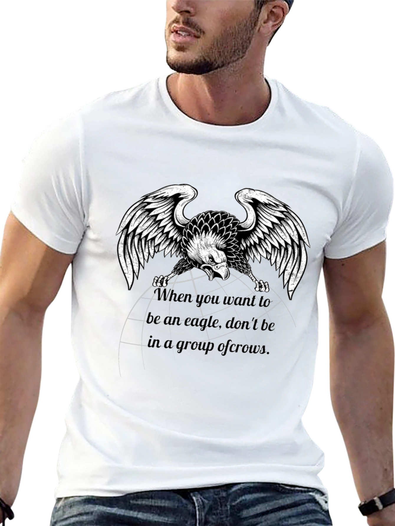 Eagle Graphic Print Black T-Shirt