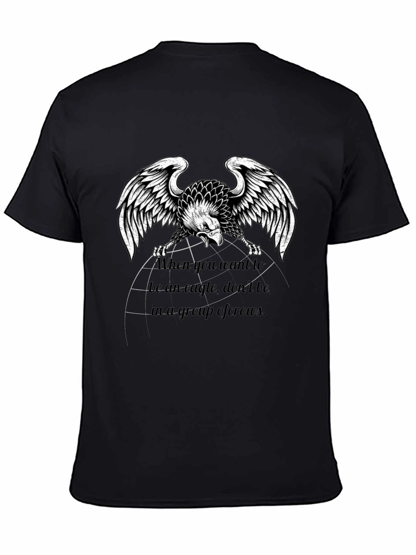 Eagle Graphic Print Black T-Shirt