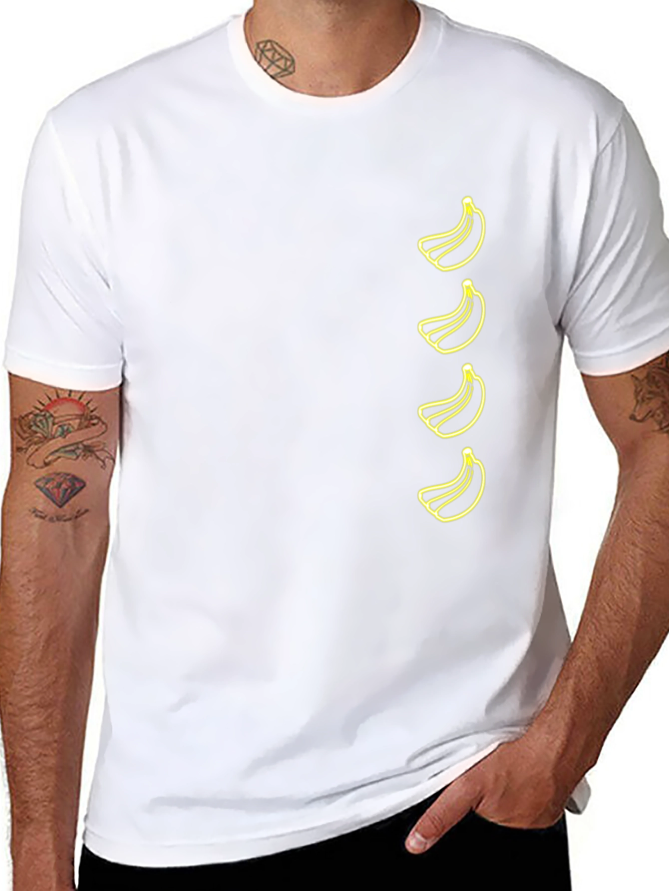 Banana Pattern T-Shirt - Black Fun & Stylish