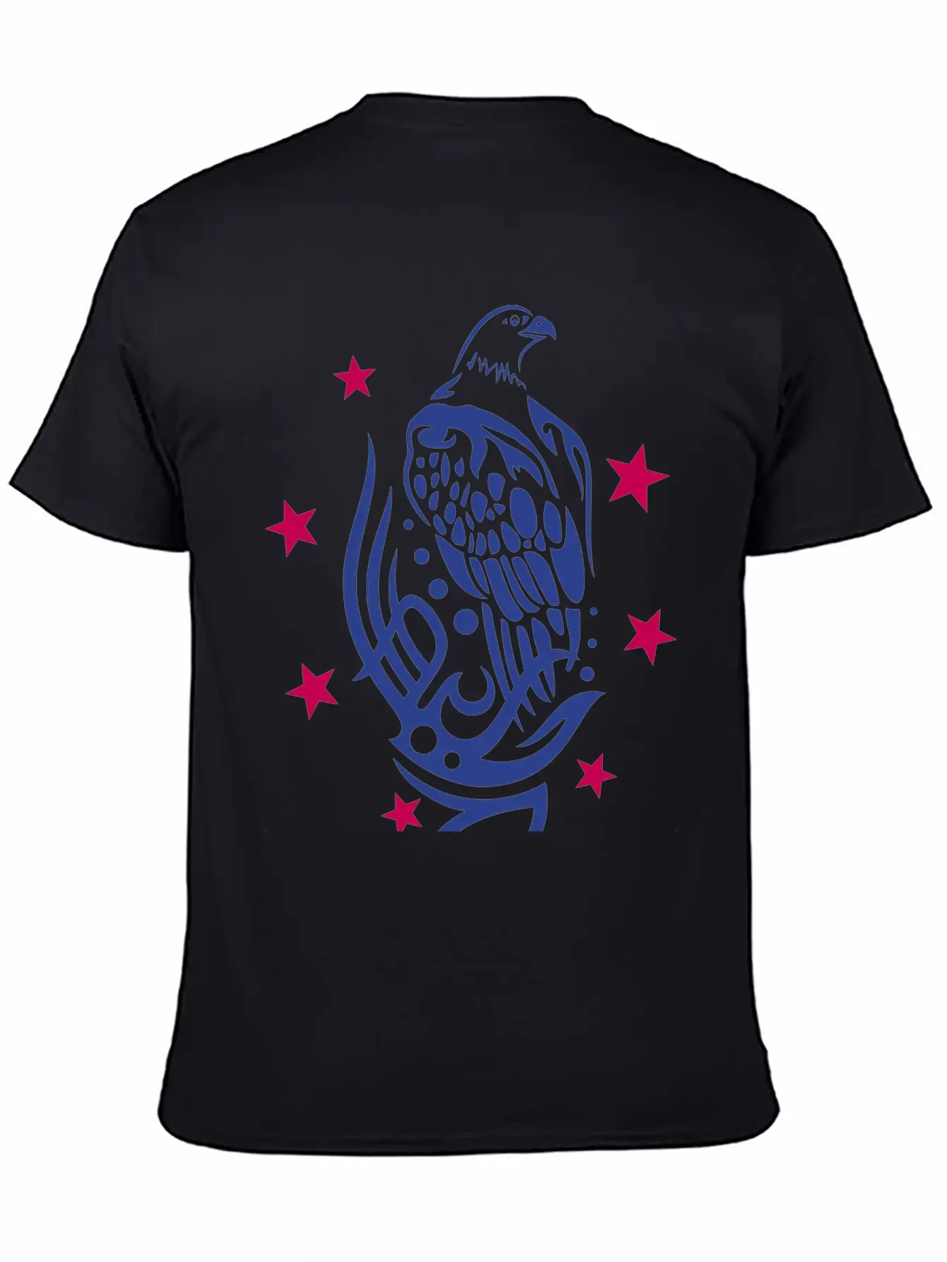 Eagle With Tattoo Tribal Ornament And Stars. Unisex Casual T-Shirt – Clean Design For Daily Comfort
