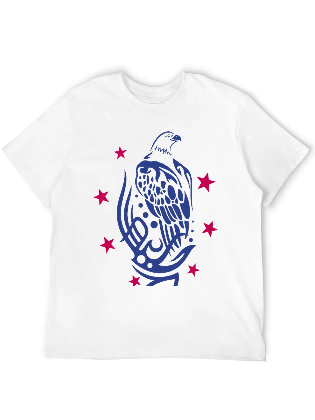 Eagle With Tattoo Tribal Ornament And Stars. Unisex Casual T-Shirt – Clean Design For Daily Comfort