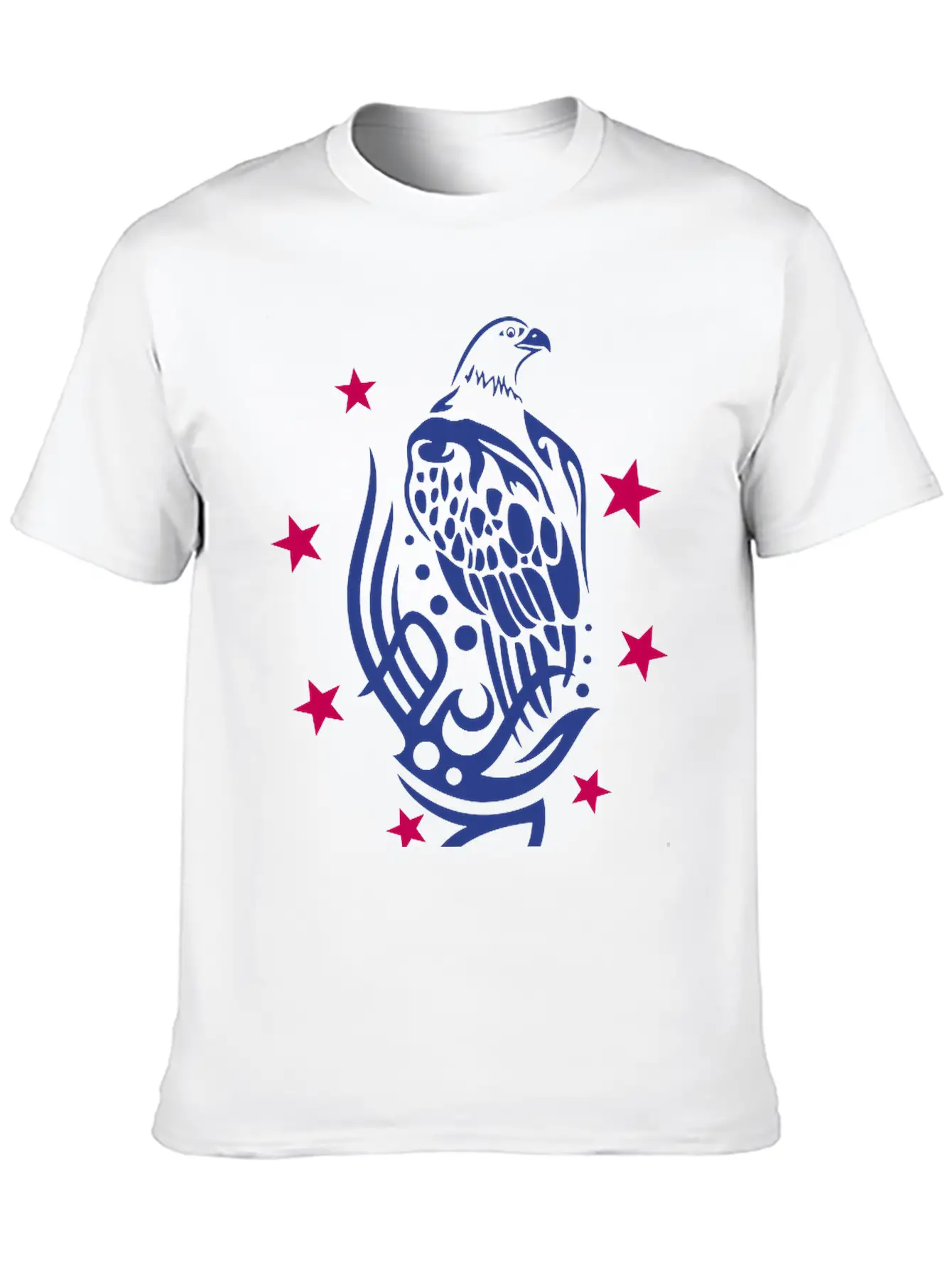 Eagle With Tattoo Tribal Ornament And Stars. Unisex Casual T-Shirt – Clean Design For Daily Comfort