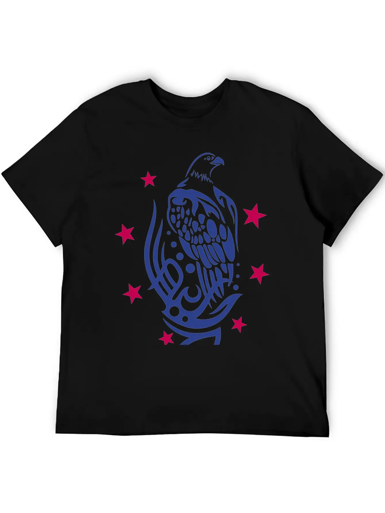 Eagle With Tattoo Tribal Ornament And Stars. Unisex Casual T-Shirt – Clean Design For Daily Comfort