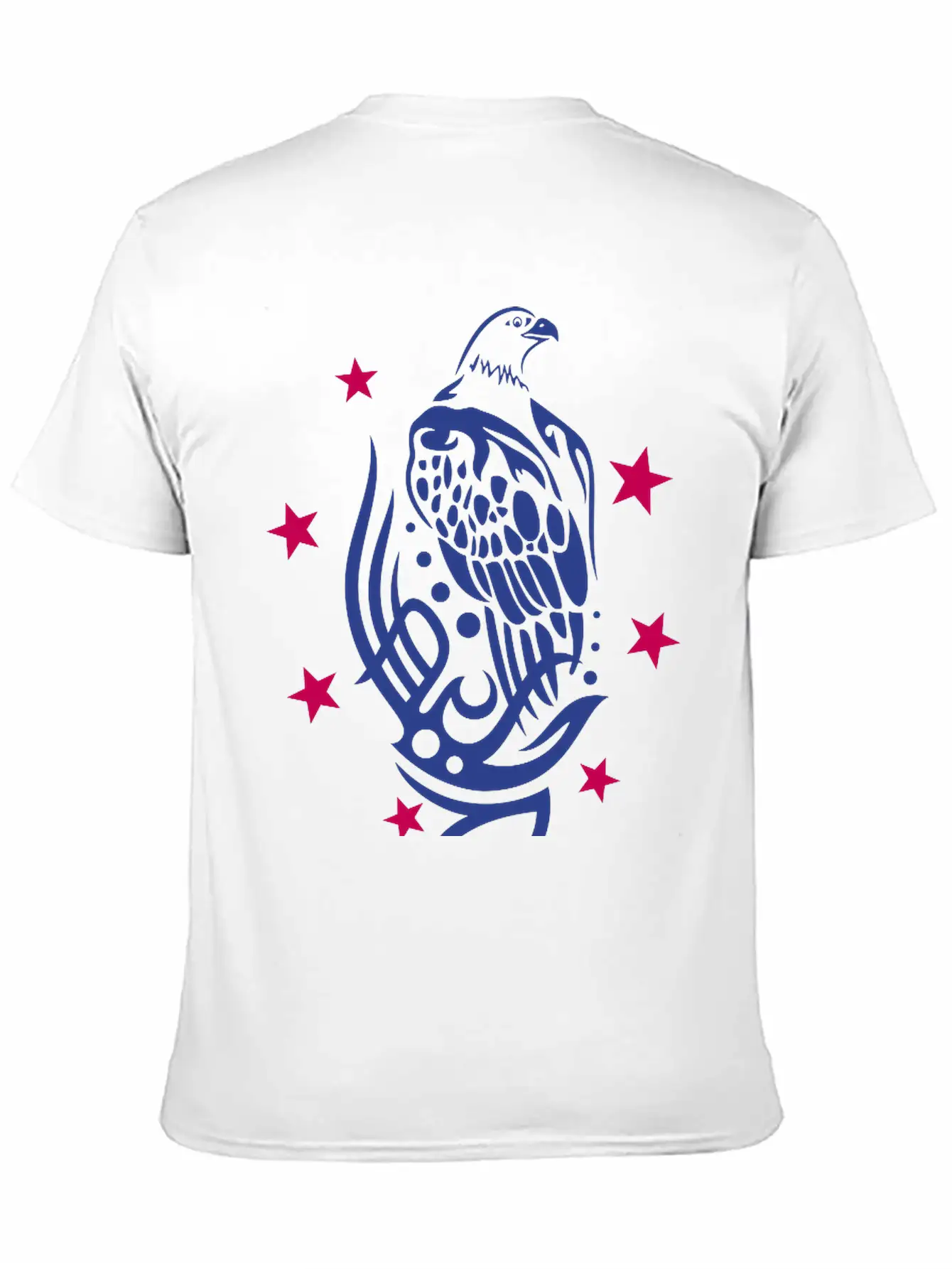Eagle With Tattoo Tribal Ornament And Stars. Unisex Casual T-Shirt – Clean Design For Daily Comfort