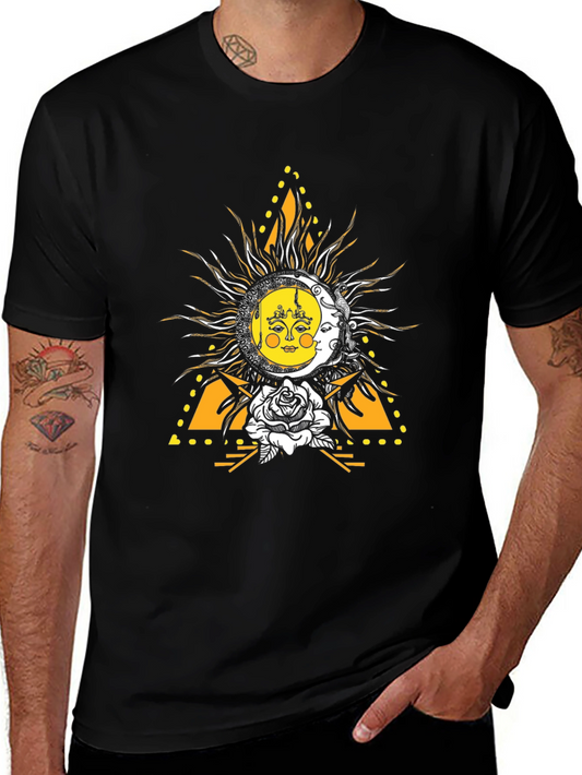 Celestial Sun and Moon Graphic T-Shirt