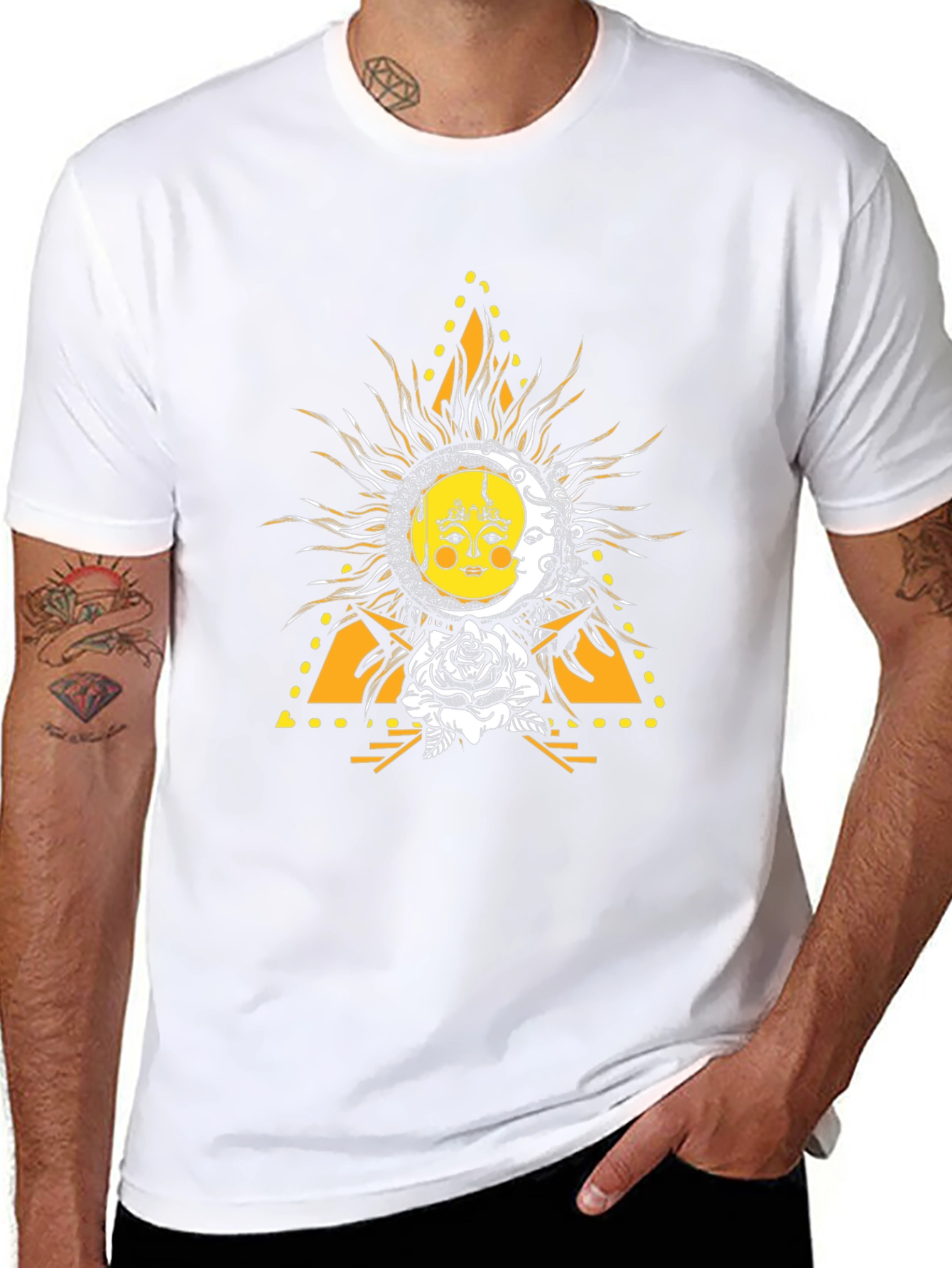 Celestial Sun and Moon Graphic T-Shirt