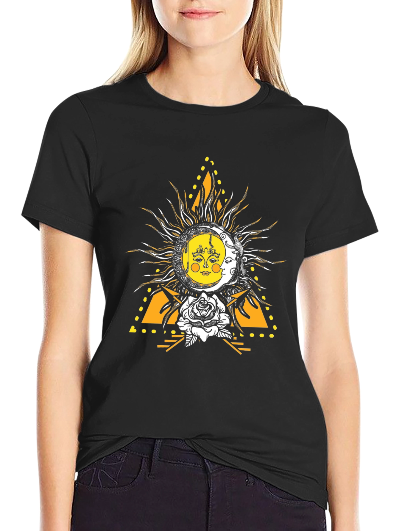 Celestial Sun and Moon Graphic T-Shirt