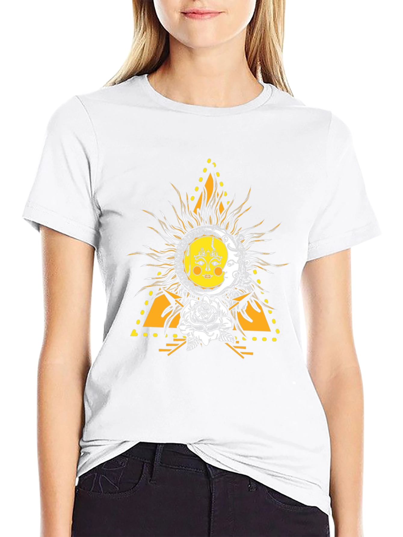 Celestial Sun and Moon Graphic T-Shirt