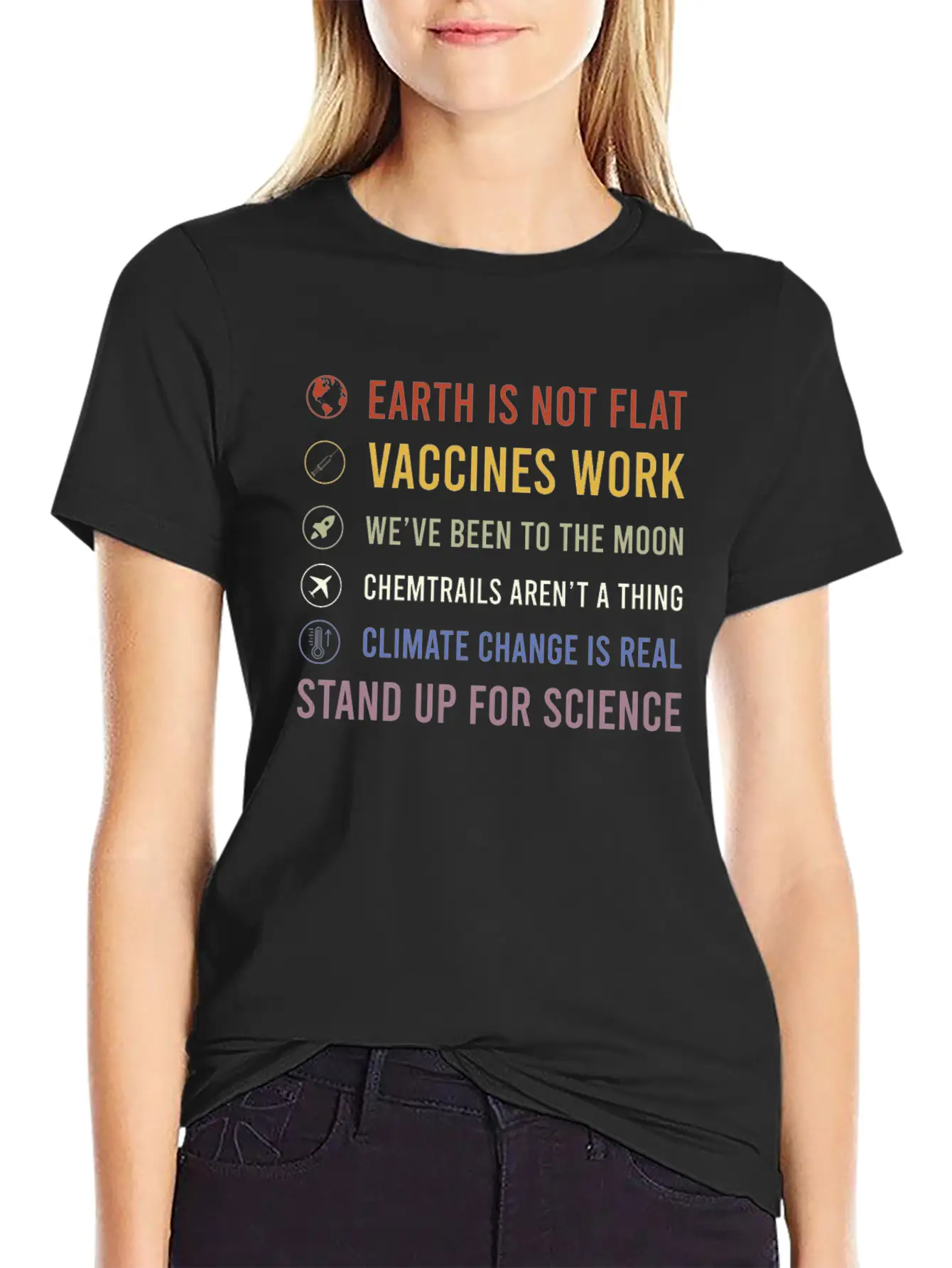 Earth Is Not Flat Stand Up For Science Unisex Casual T-Shirt – Clean Design For Daily Comfort