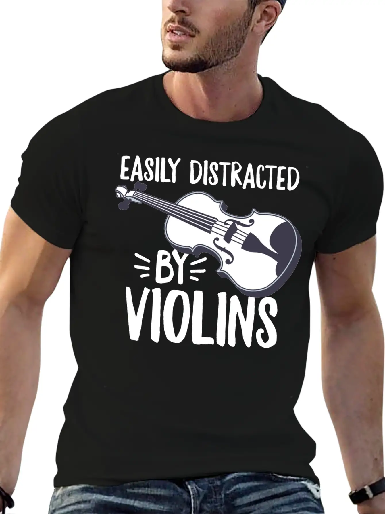 Easily Distracted By Violins Design For A Violin Unisex Casual T-Shirt – Clean Design For Daily Comfort