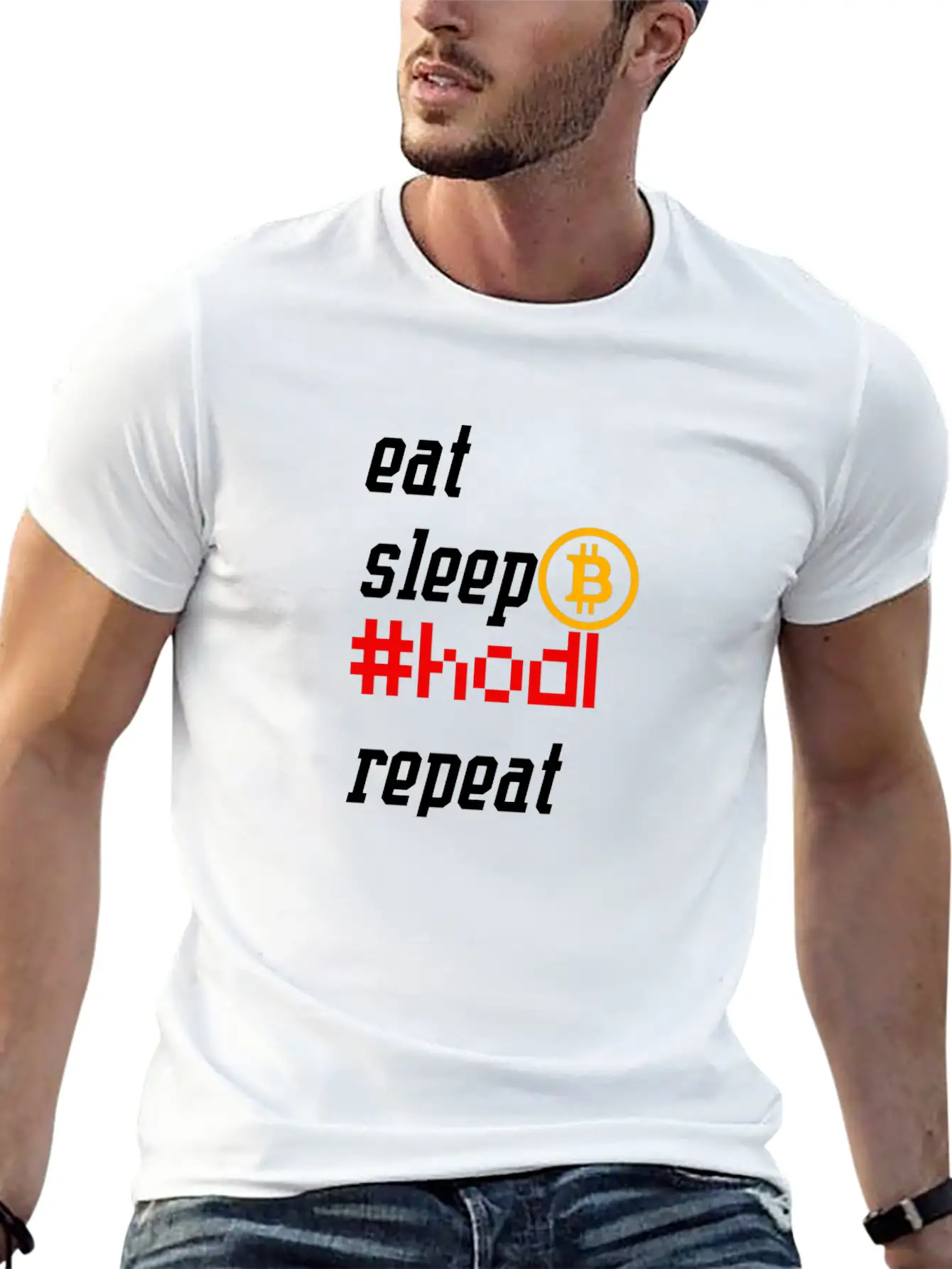 Eat | Sleep | Hodl | Repeat - Bitcoin Edition Unisex Casual T-Shirt – Clean Design For Daily Comfort