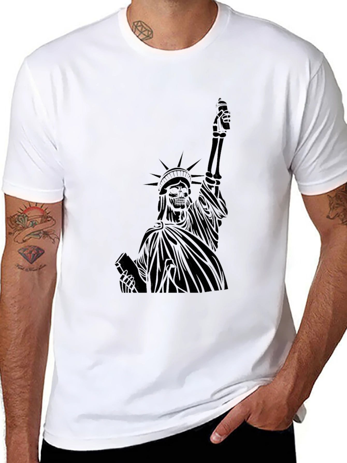 Statue of Liberty Skeleton Graphic T-Shirt