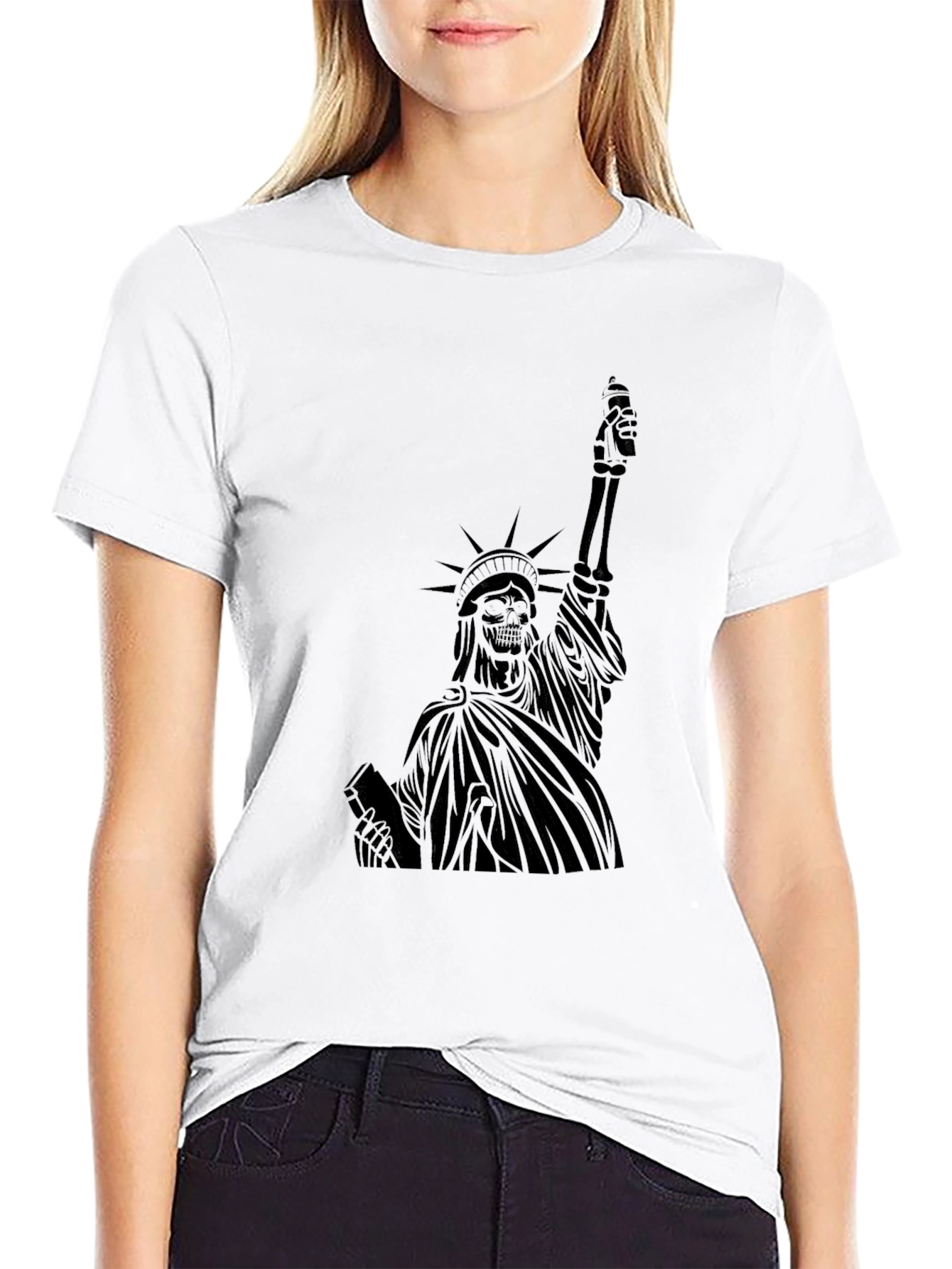 Statue of Liberty Skeleton Graphic T-Shirt