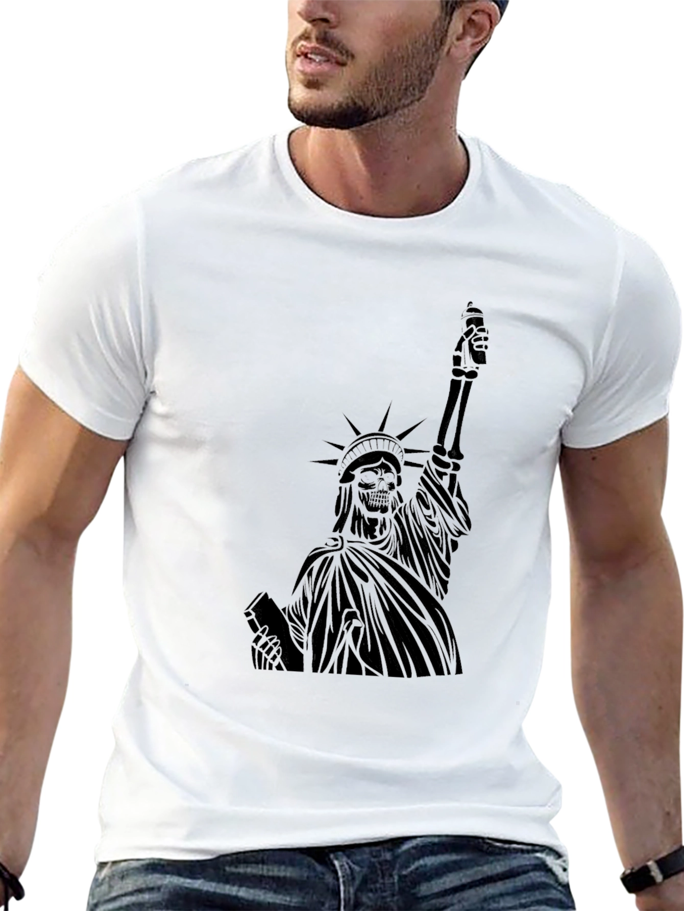 Statue of Liberty Skeleton Graphic T-Shirt
