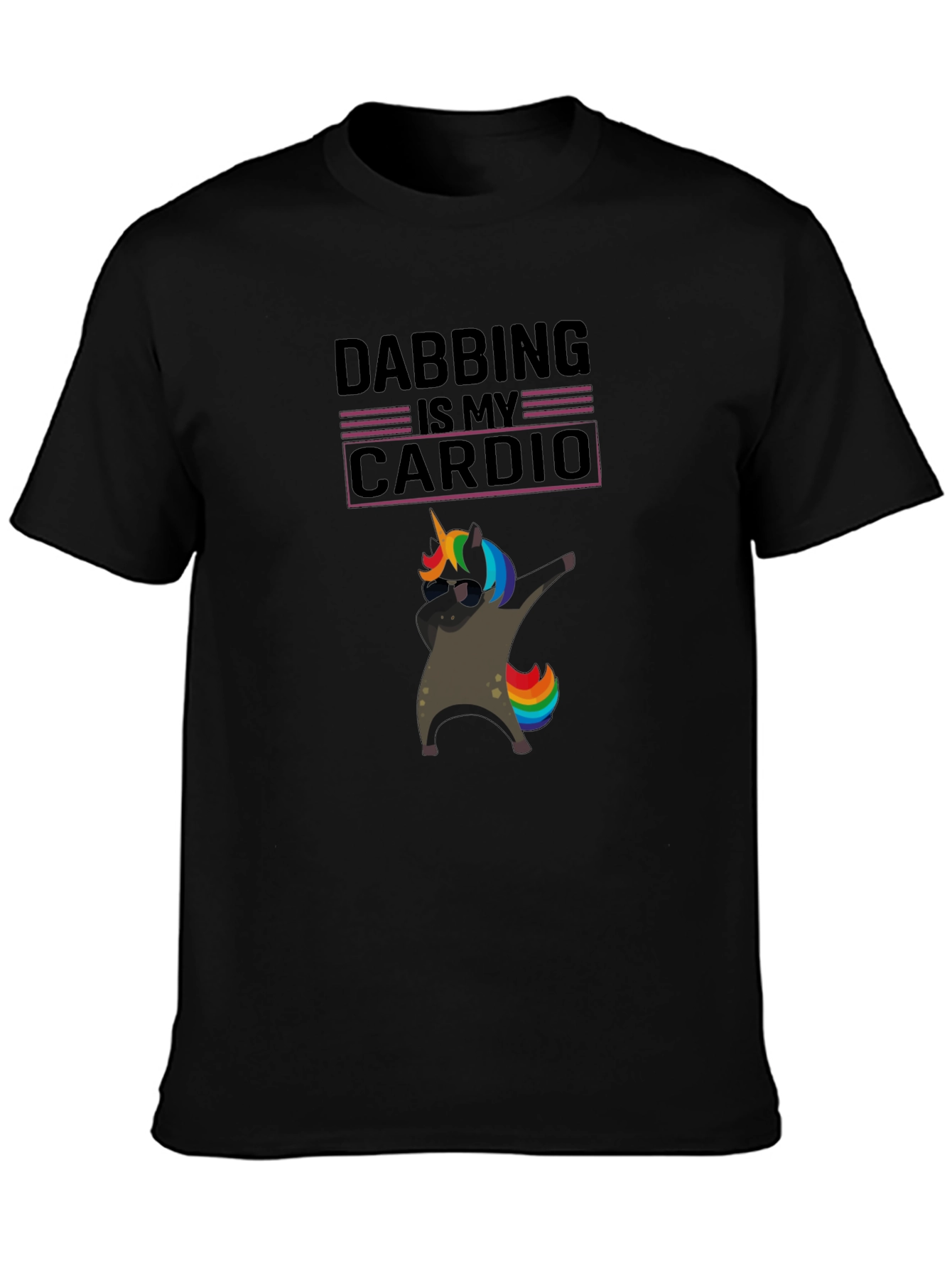 Dabbing Unicorn Cardio Black T-Shirt