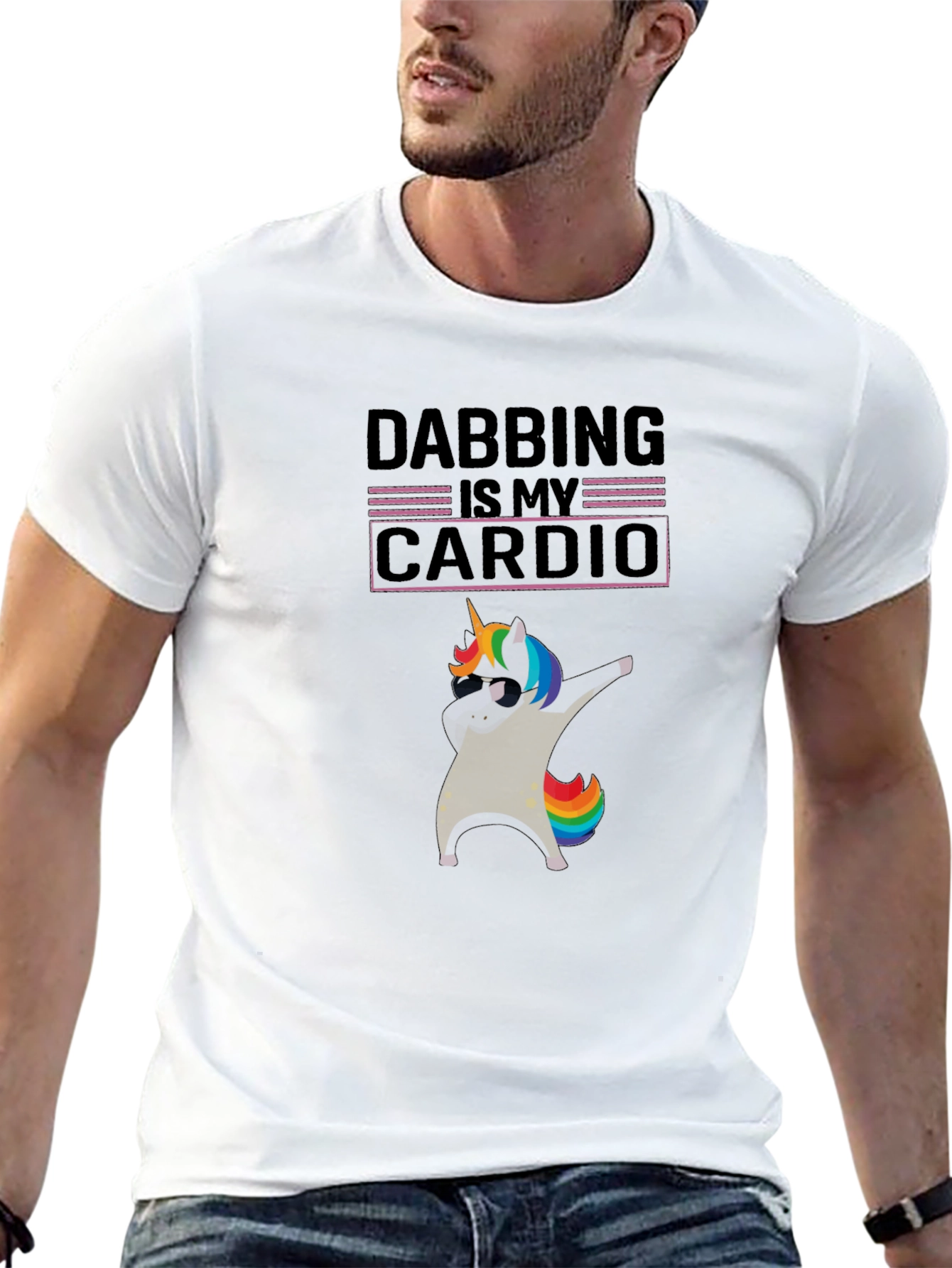 Dabbing Unicorn Cardio Black T-Shirt
