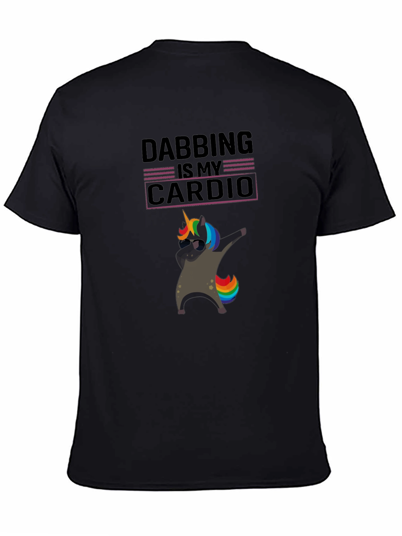 Dabbing Unicorn Cardio Black T-Shirt