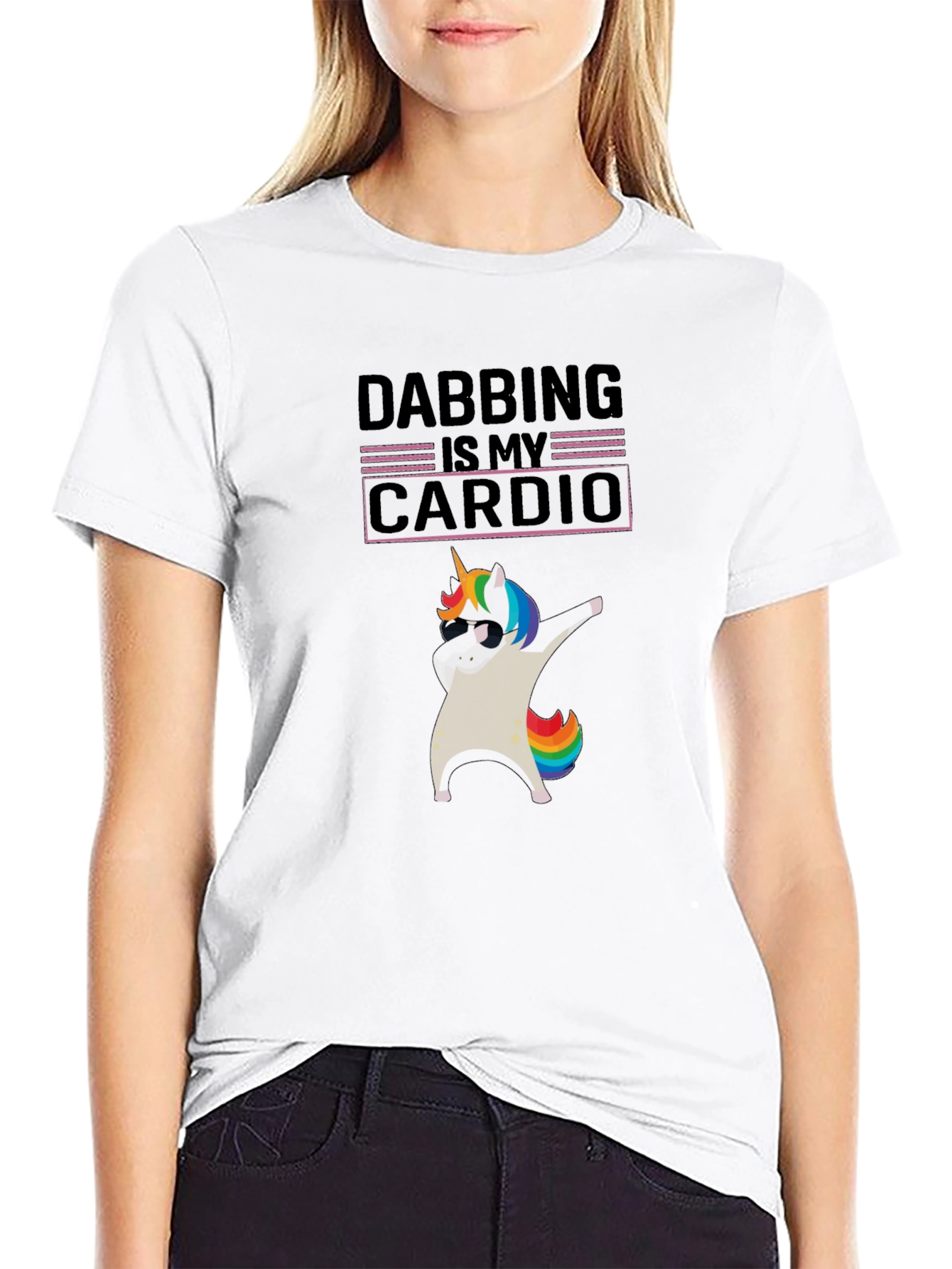Dabbing Unicorn Cardio Black T-Shirt