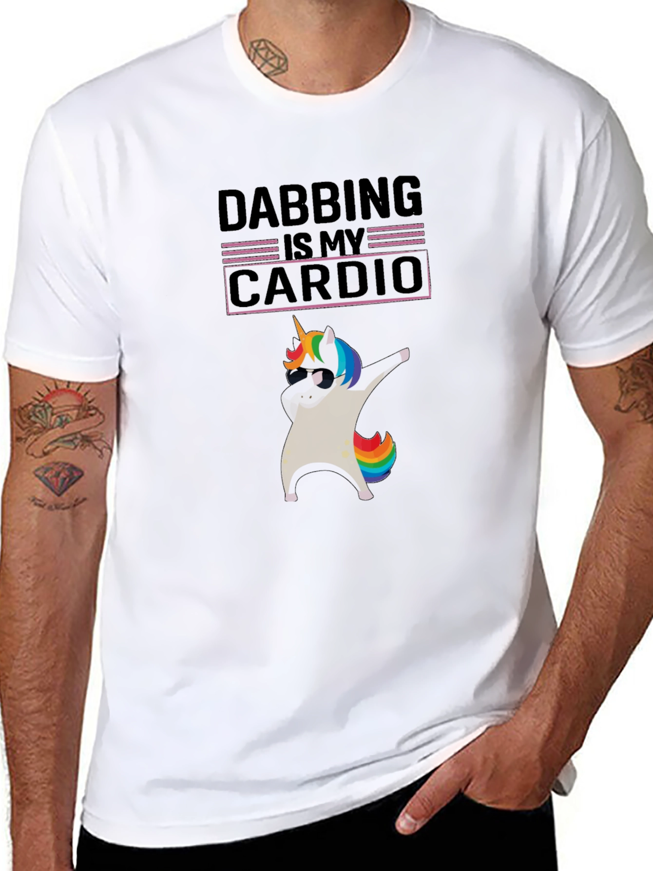 Dabbing Unicorn Cardio Black T-Shirt