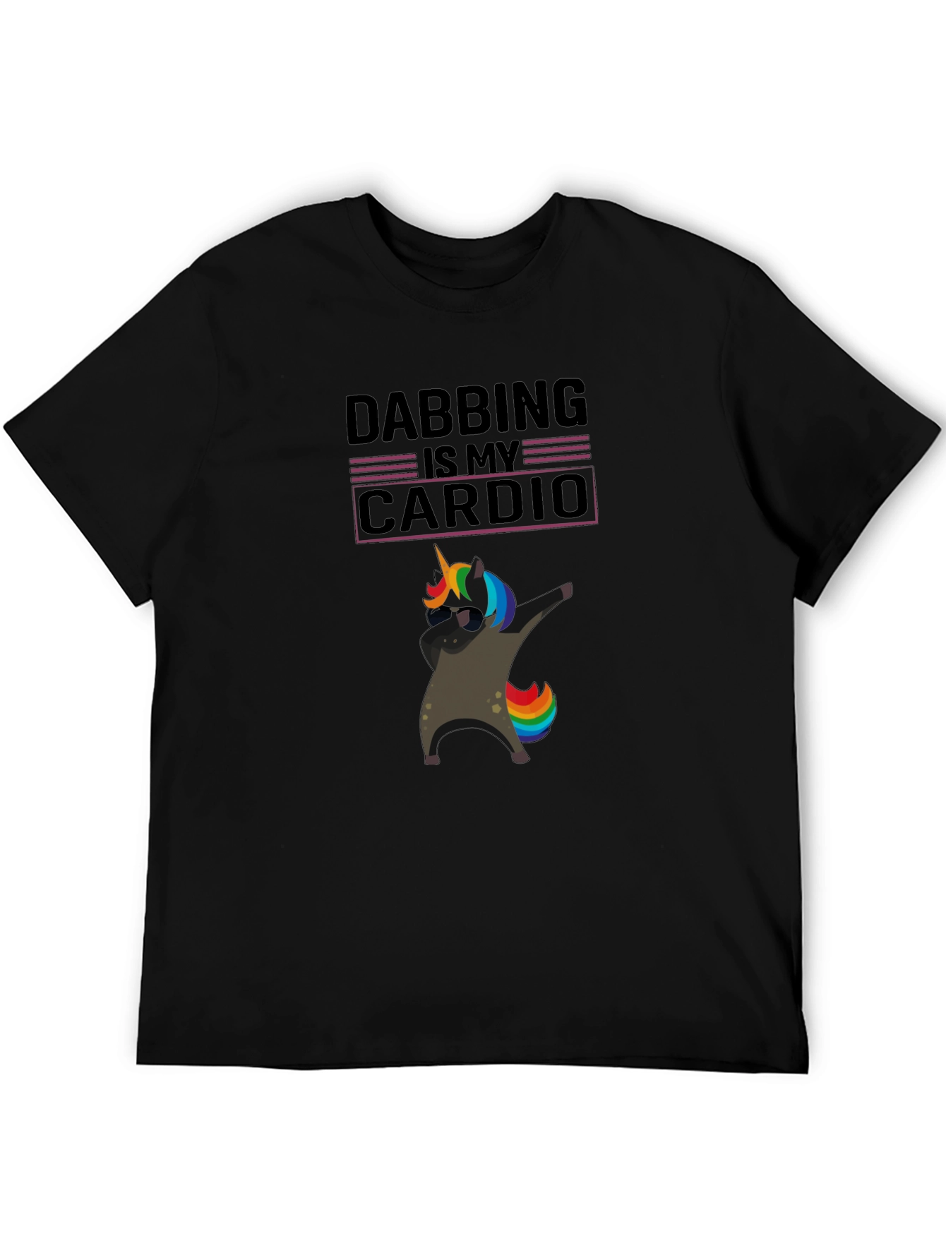 Dabbing Unicorn Cardio Black T-Shirt