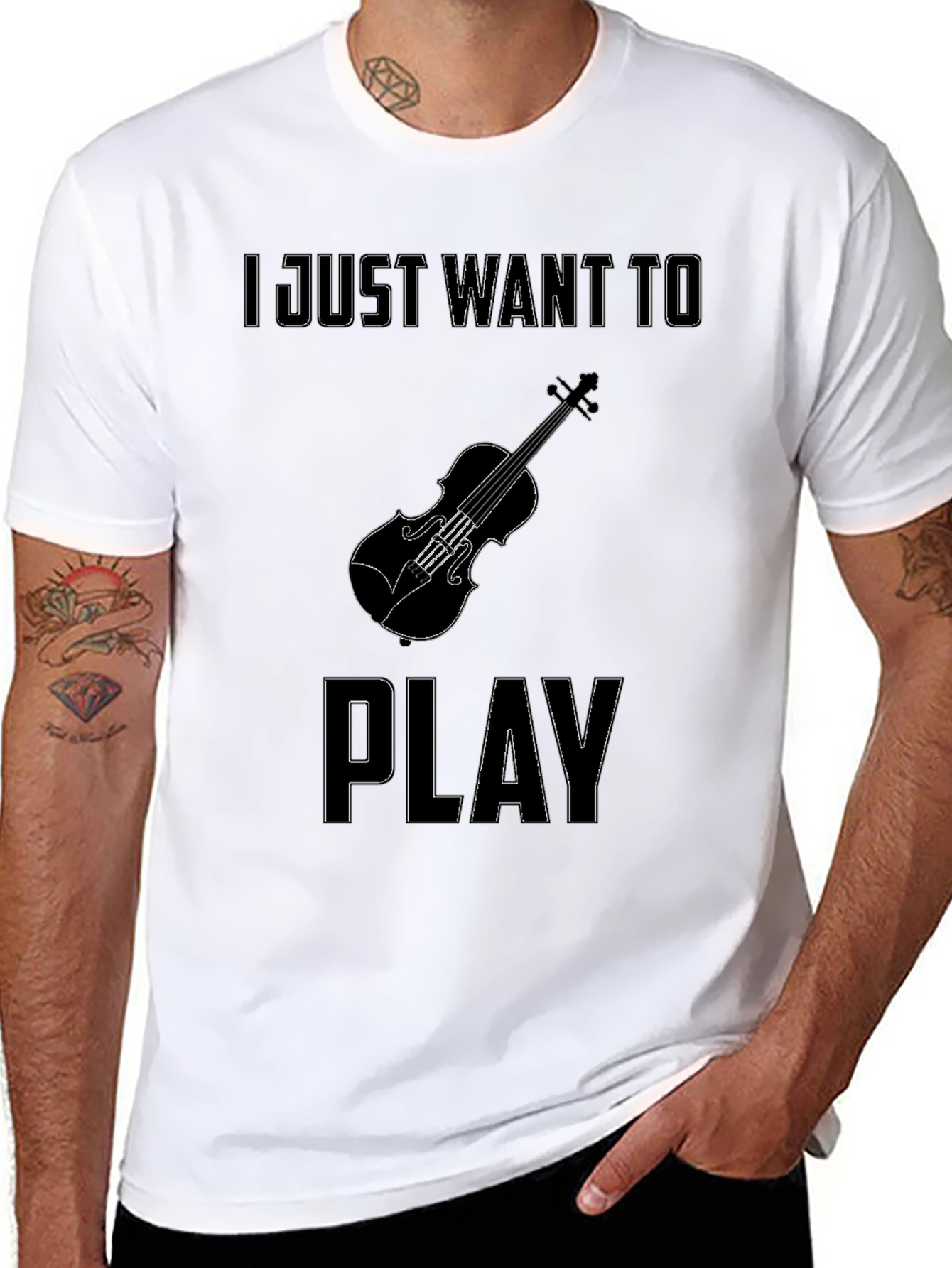 Violin T-Shirt: I Just Want To Play Black Tee