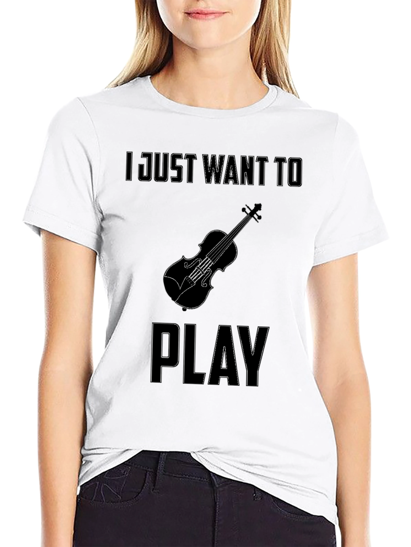 Violin T-Shirt: I Just Want To Play Black Tee