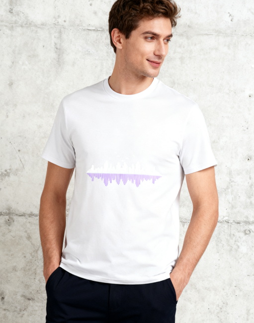 Artistic City Skyline Reflection Graphic T-Shirt - 100% Cotton, Versatile for Multiple Occasions