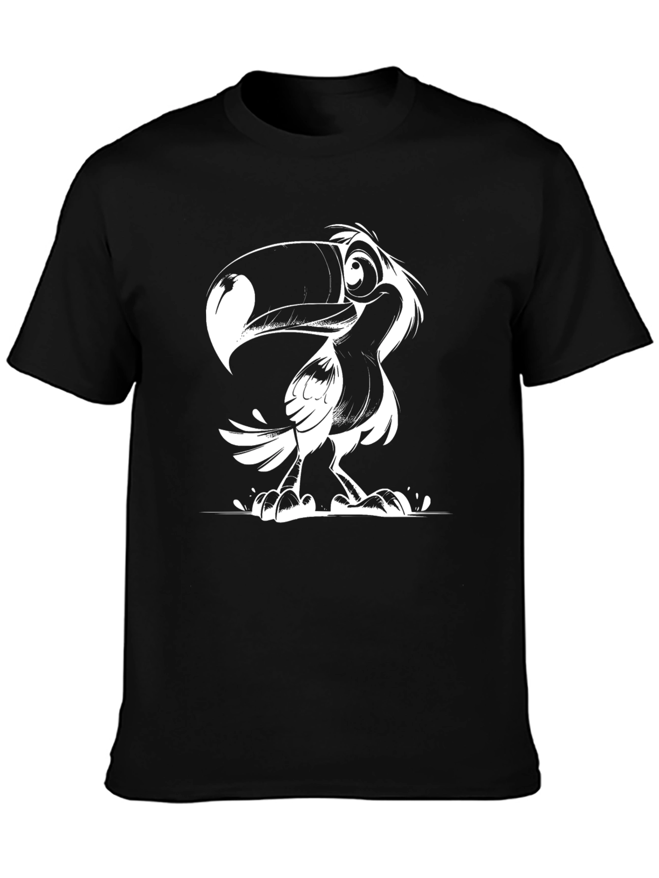 Toucan Cartoon Graphic T-Shirt - Black