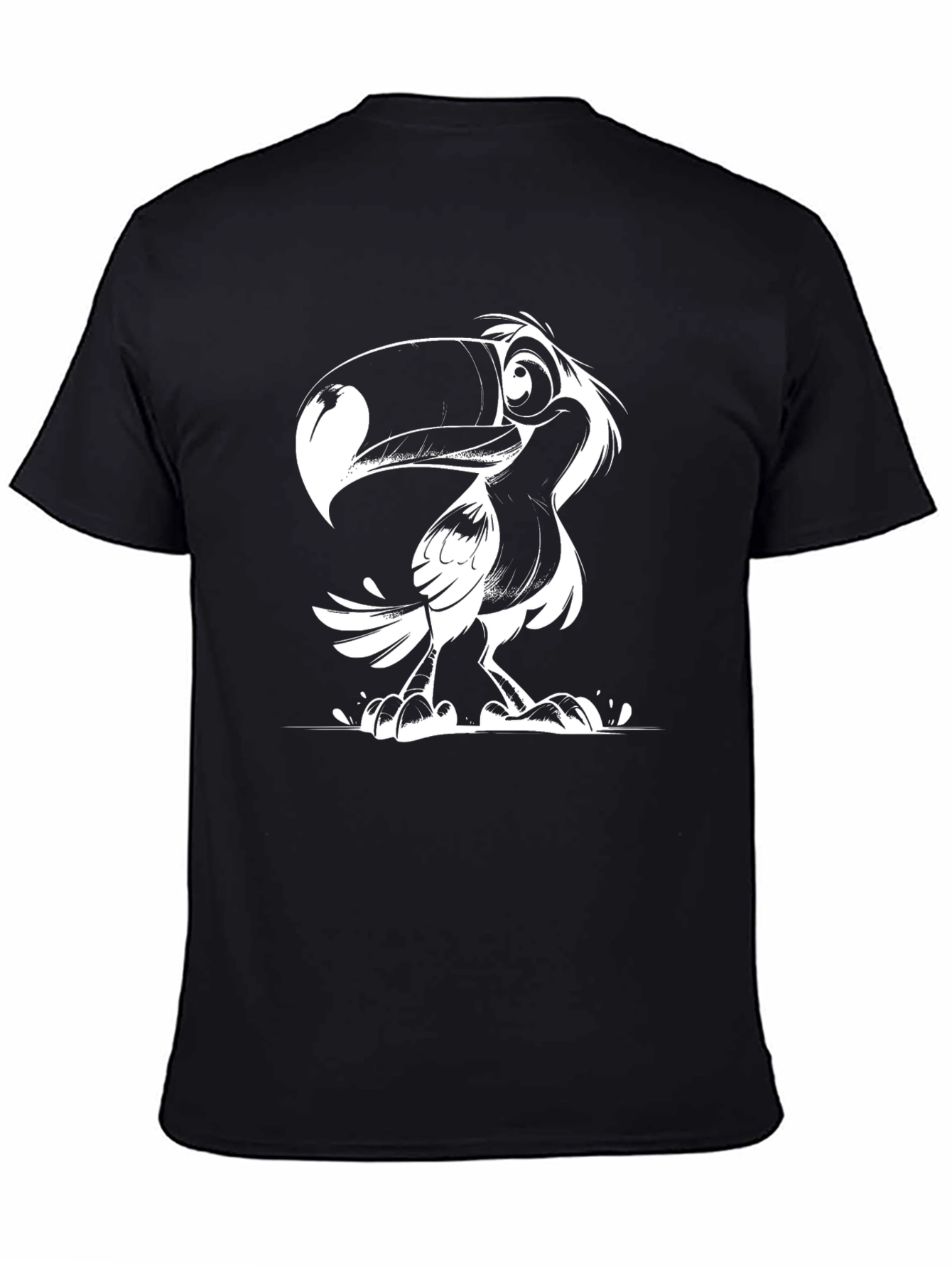 Toucan Cartoon Graphic T-Shirt - Black