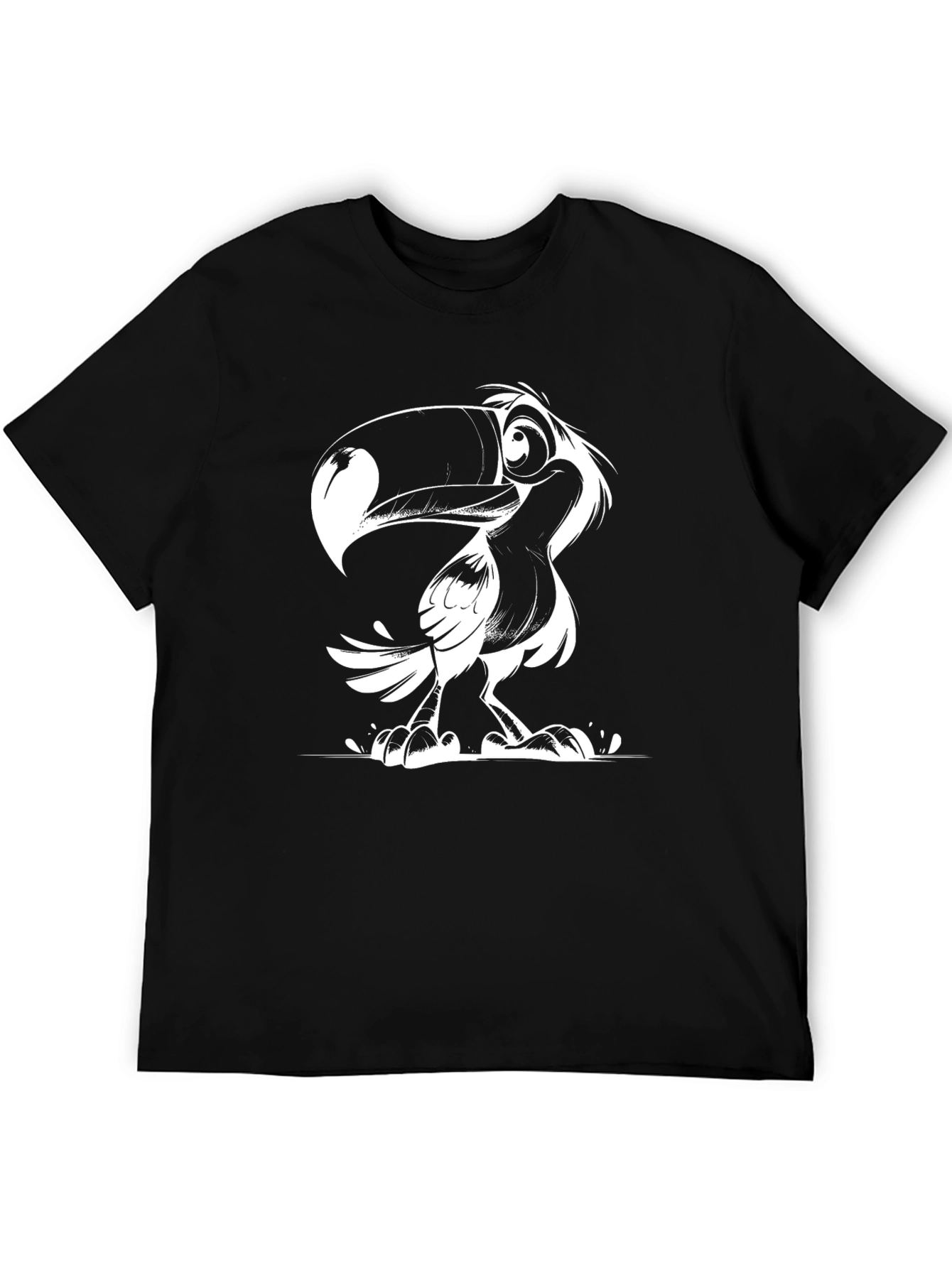 Toucan Cartoon Graphic T-Shirt - Black