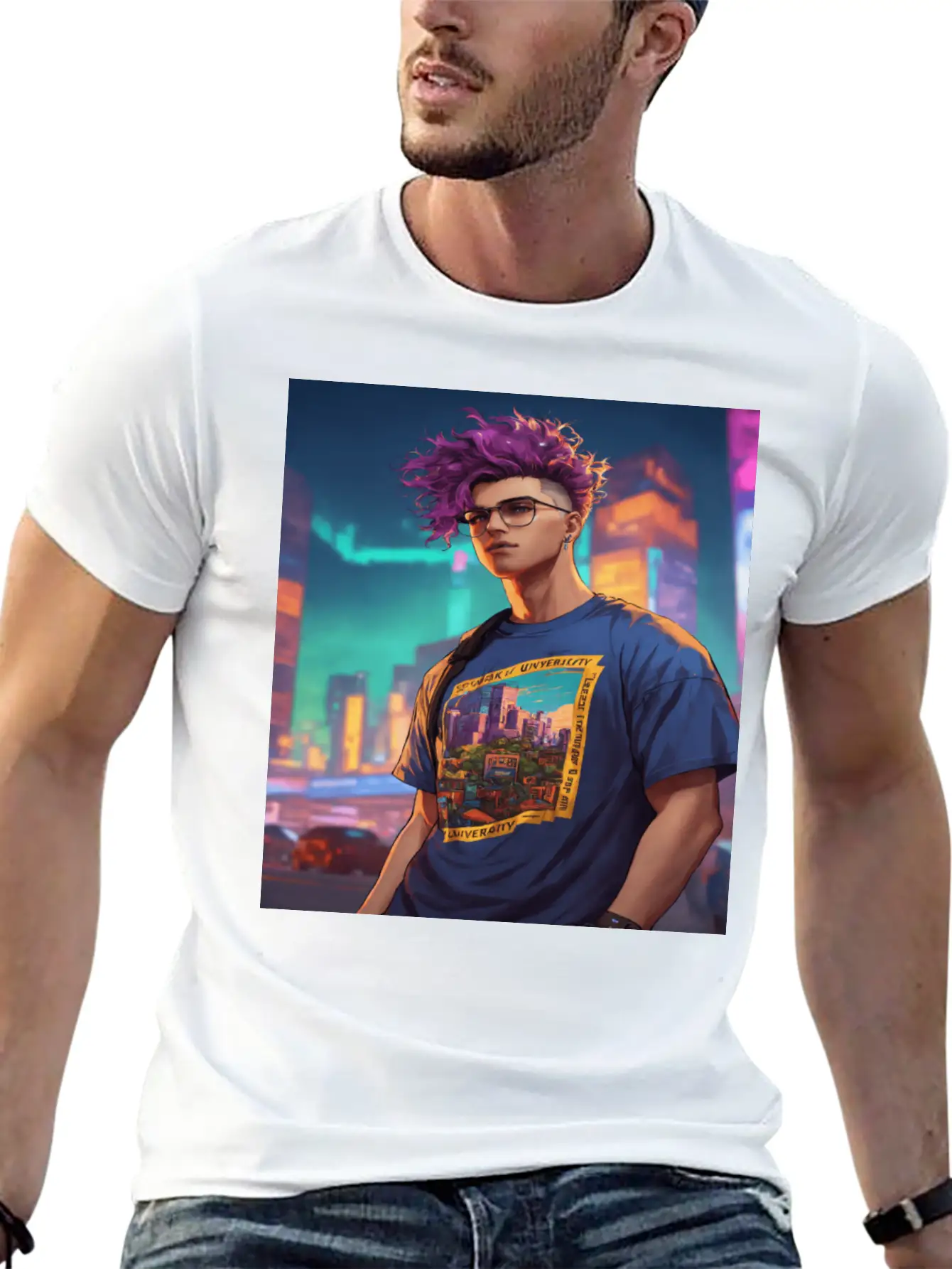 Edgy Cyberpunk T-Shirt With Neon Vibes" Unisex Casual T-Shirt – Clean Design For Daily Comfort