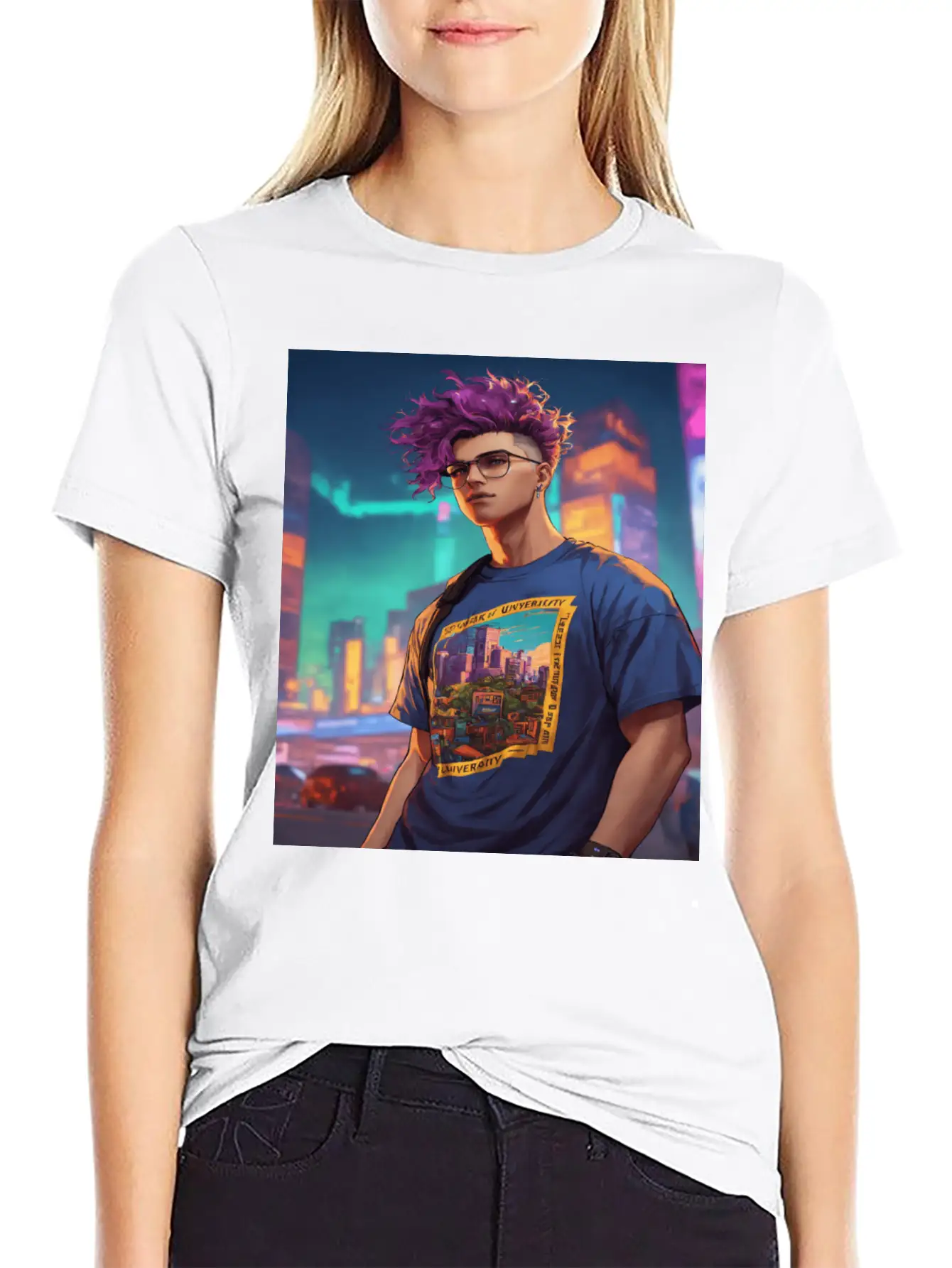 Edgy Cyberpunk T-Shirt With Neon Vibes" Unisex Casual T-Shirt – Clean Design For Daily Comfort
