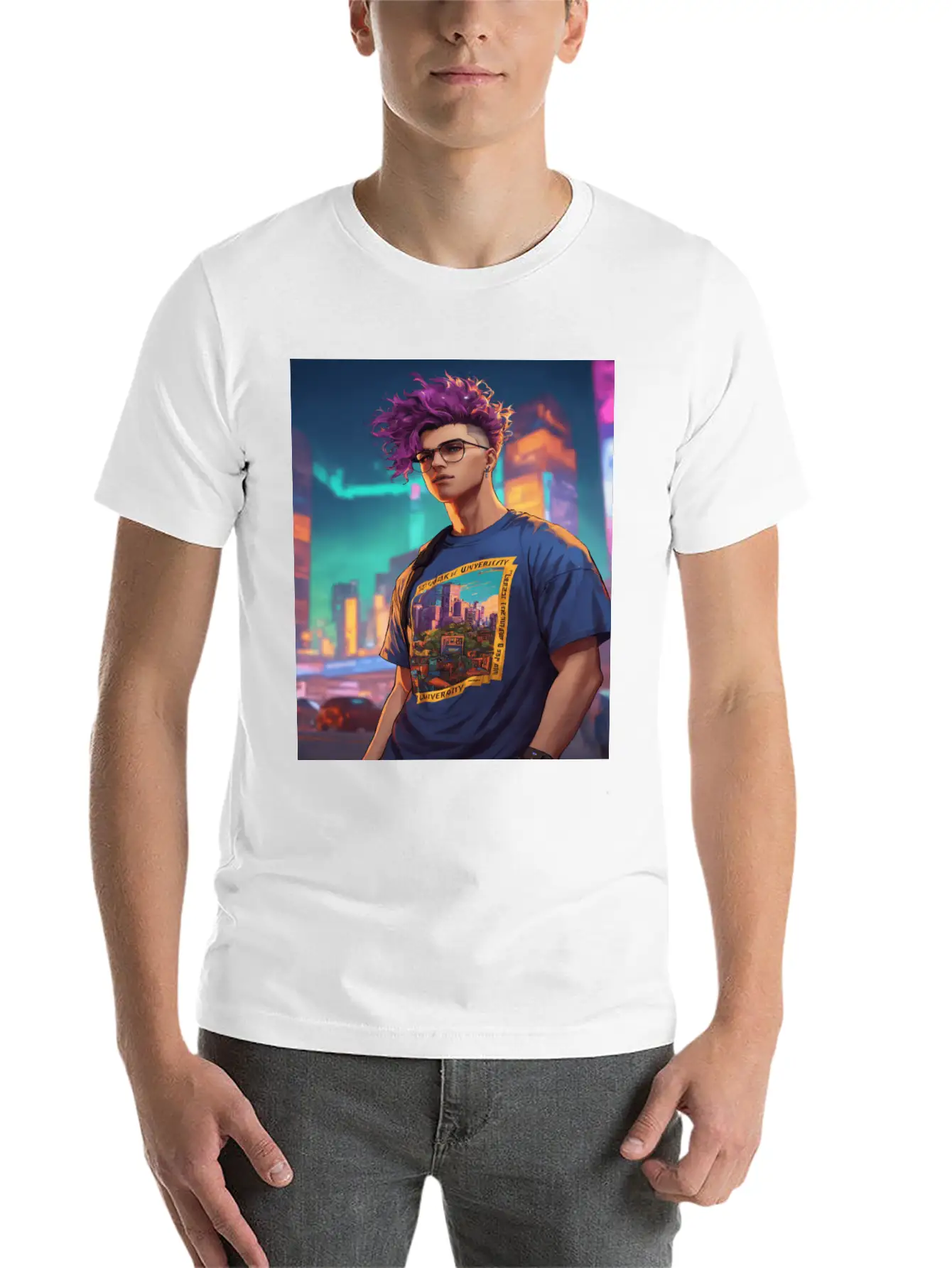 Edgy Cyberpunk T-Shirt With Neon Vibes" Unisex Casual T-Shirt – Clean Design For Daily Comfort