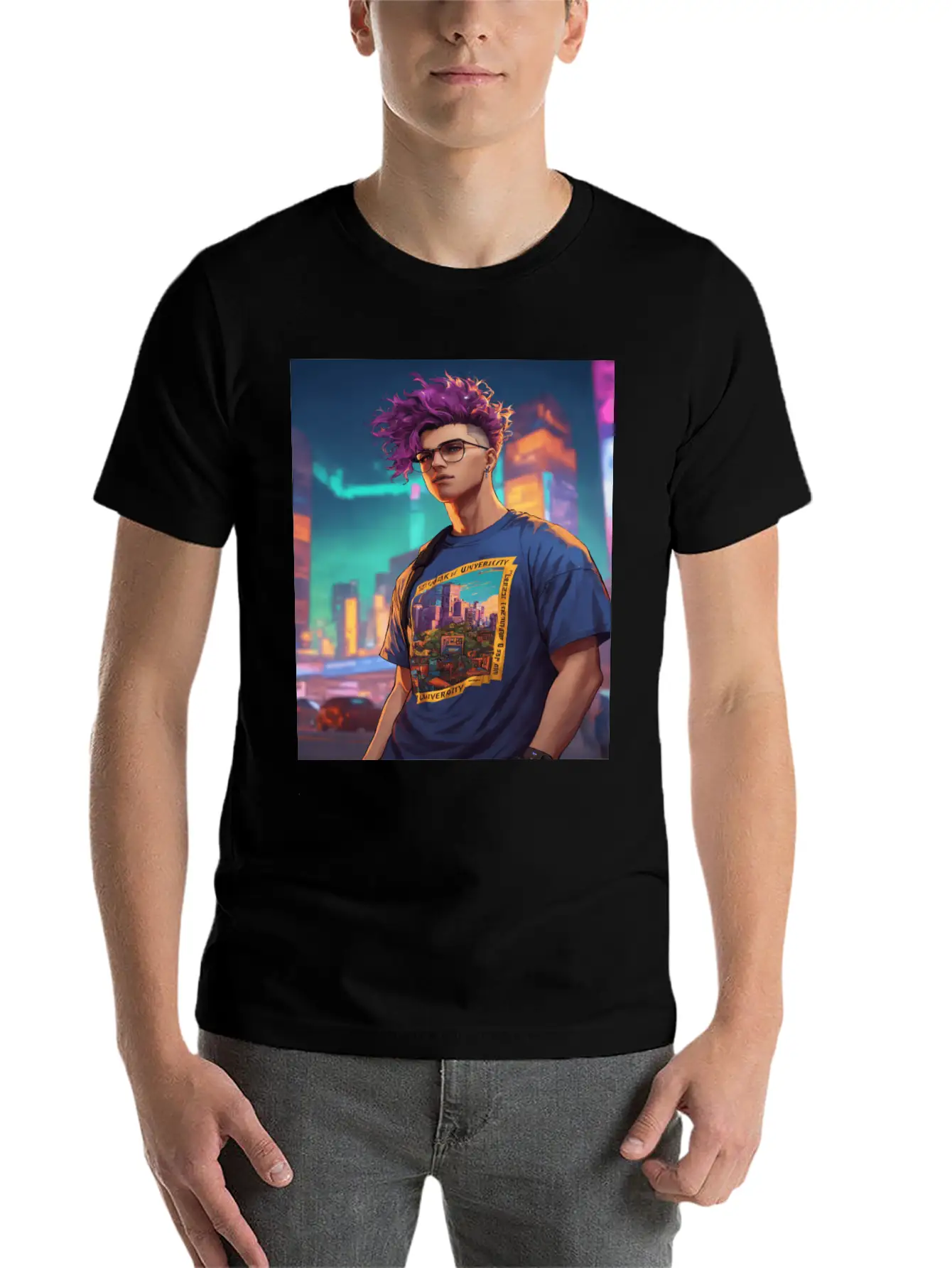 Edgy Cyberpunk T-Shirt With Neon Vibes" Unisex Casual T-Shirt – Clean Design For Daily Comfort