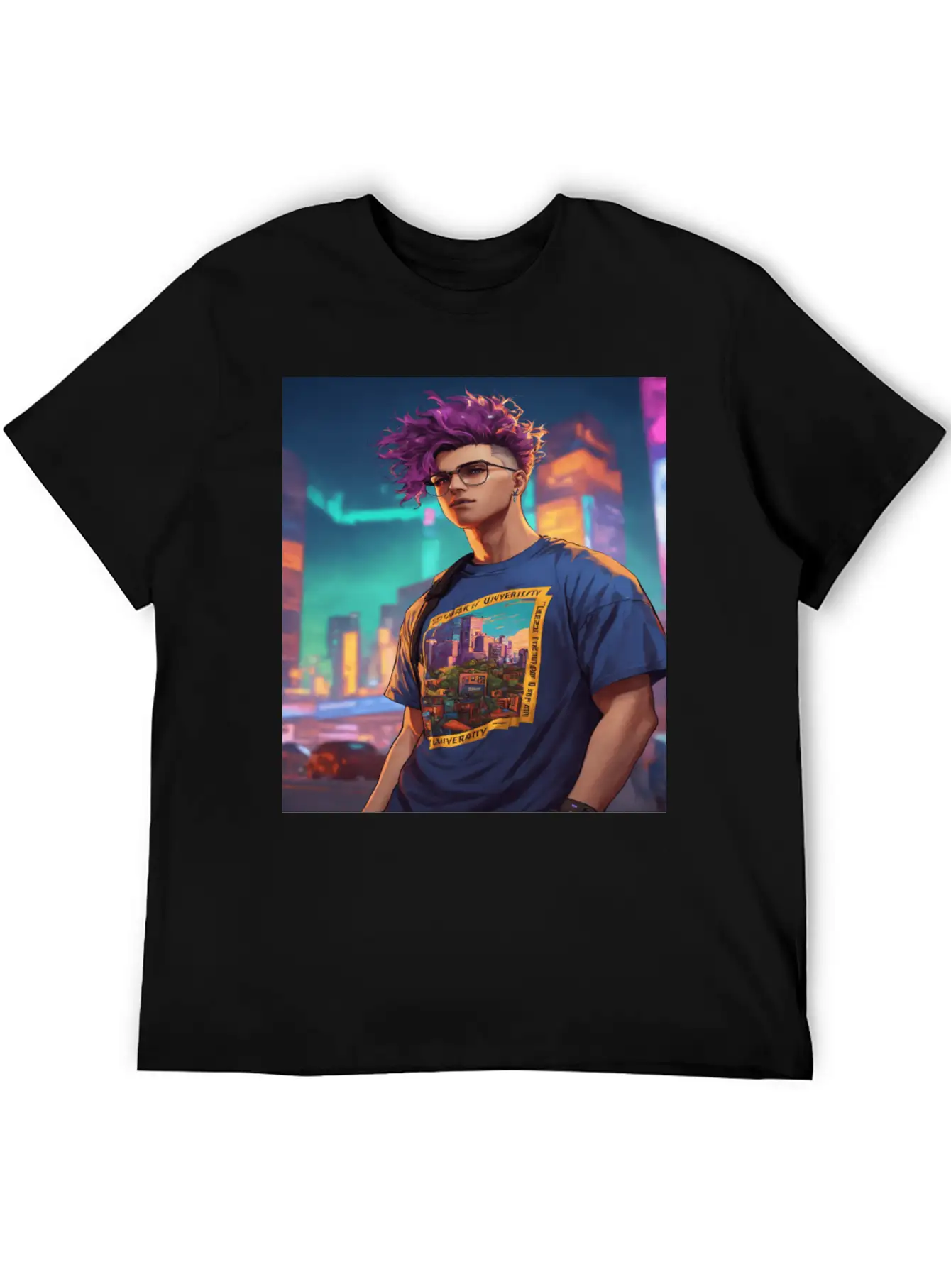 Edgy Cyberpunk T-Shirt With Neon Vibes" Unisex Casual T-Shirt – Clean Design For Daily Comfort