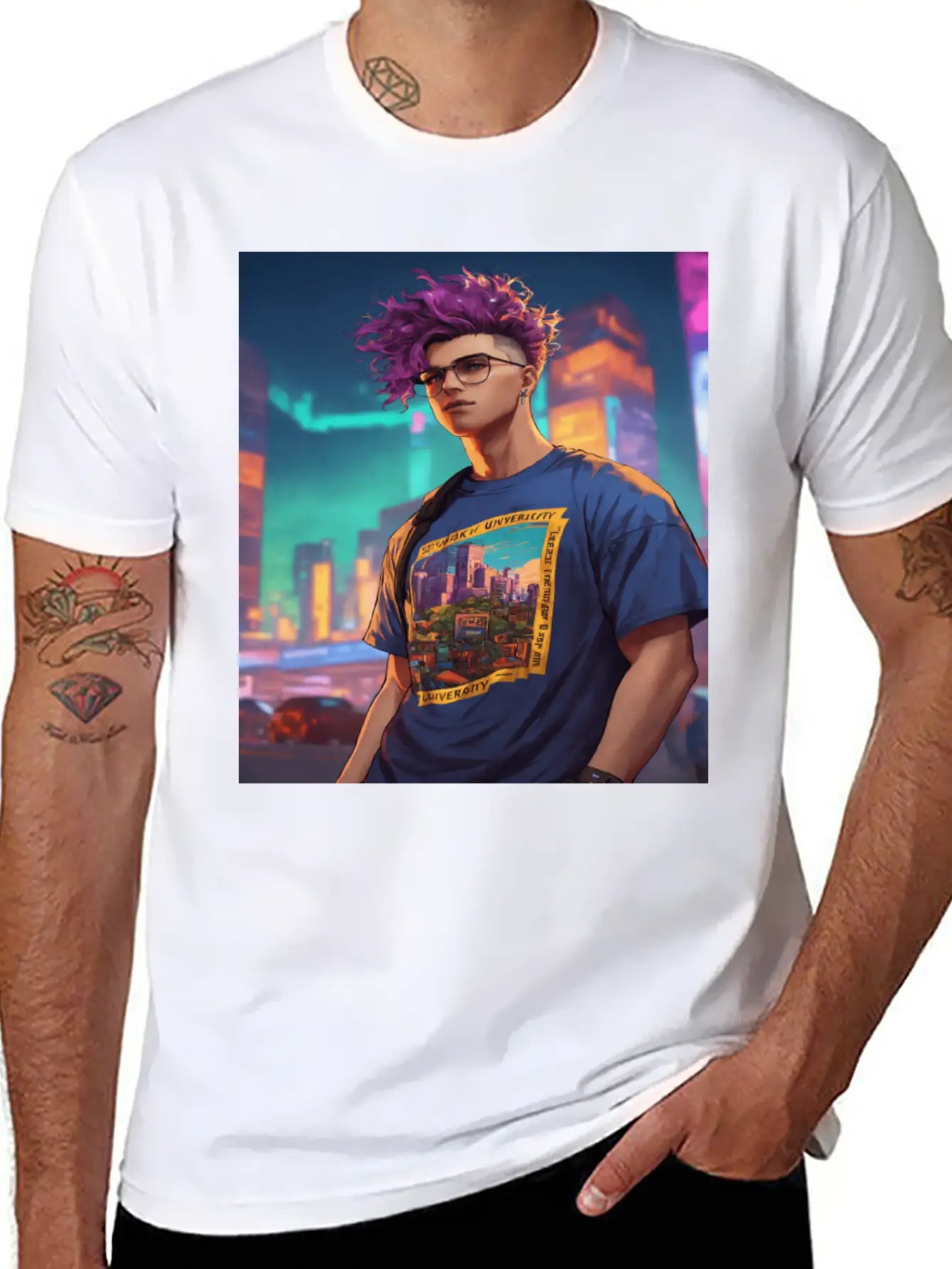 Edgy Cyberpunk T-Shirt With Neon Vibes" Unisex Casual T-Shirt – Clean Design For Daily Comfort