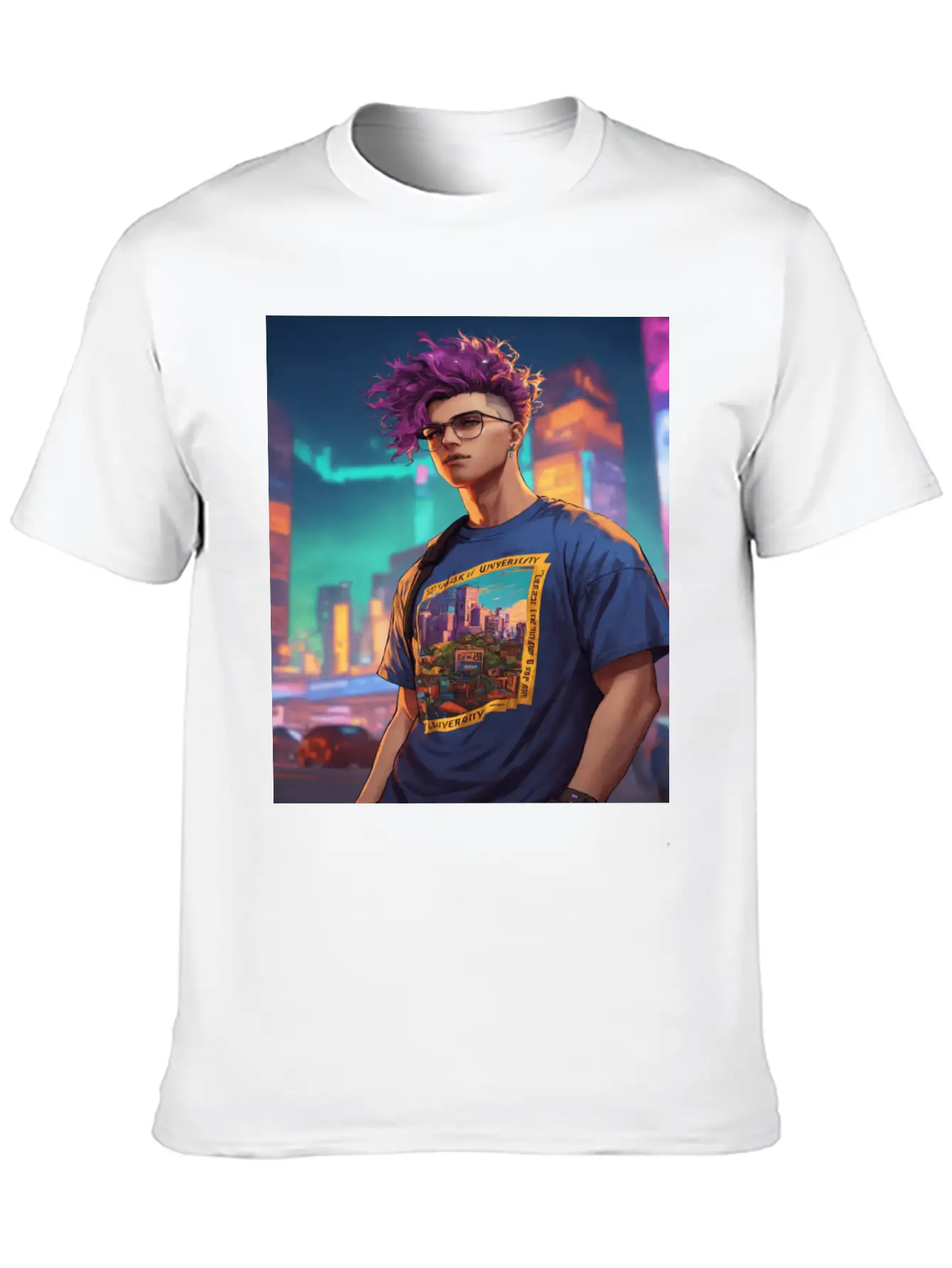 Edgy Cyberpunk T-Shirt With Neon Vibes" Unisex Casual T-Shirt – Clean Design For Daily Comfort