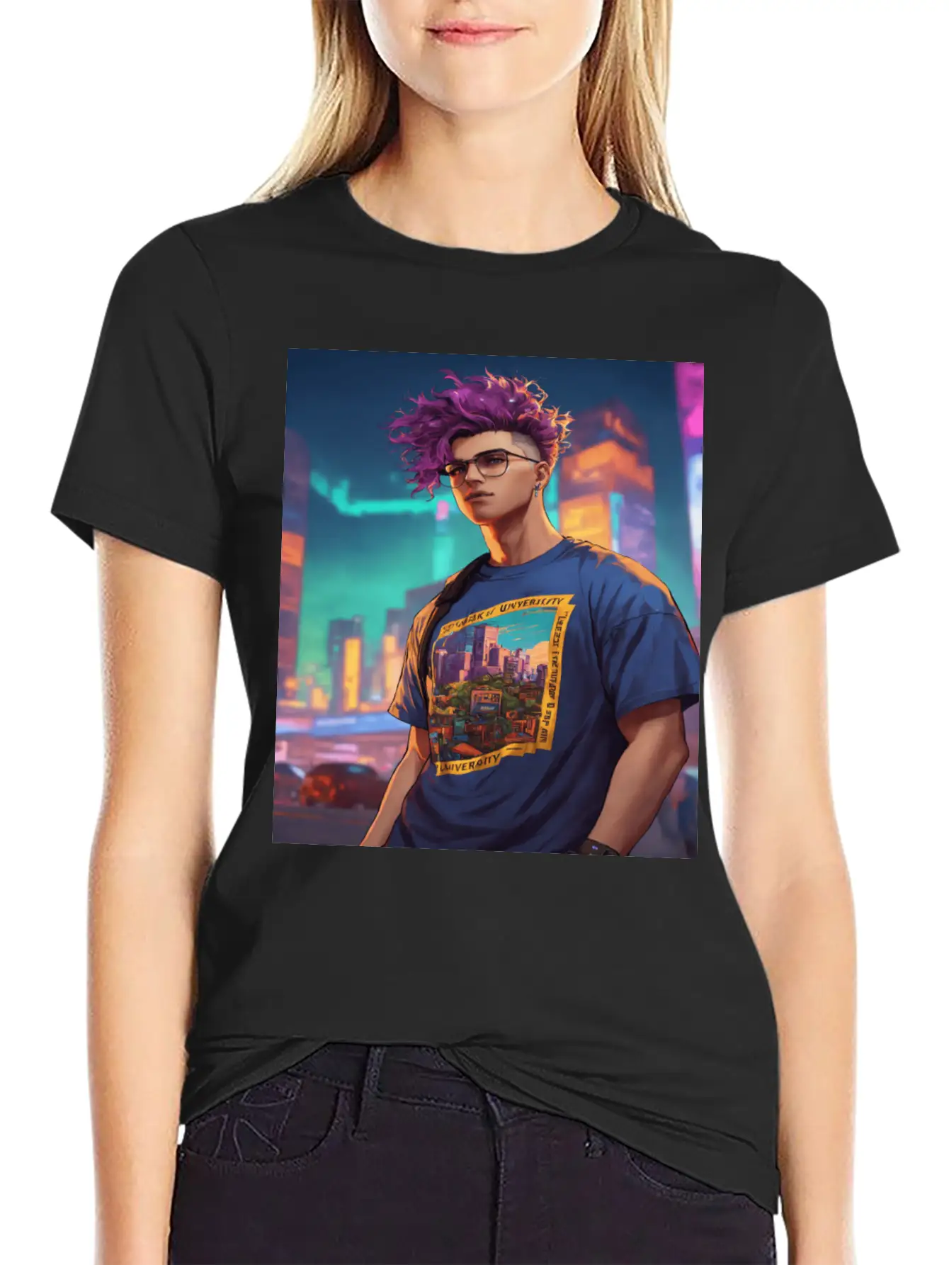 Edgy Cyberpunk T-Shirt With Neon Vibes" Unisex Casual T-Shirt – Clean Design For Daily Comfort