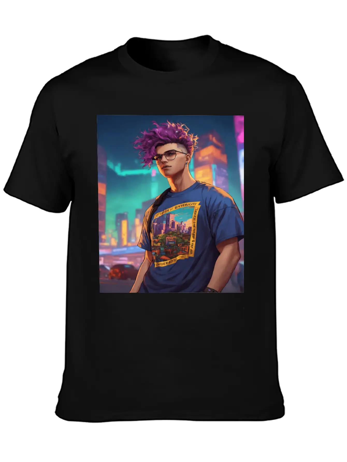 Edgy Cyberpunk T-Shirt With Neon Vibes" Unisex Casual T-Shirt – Clean Design For Daily Comfort