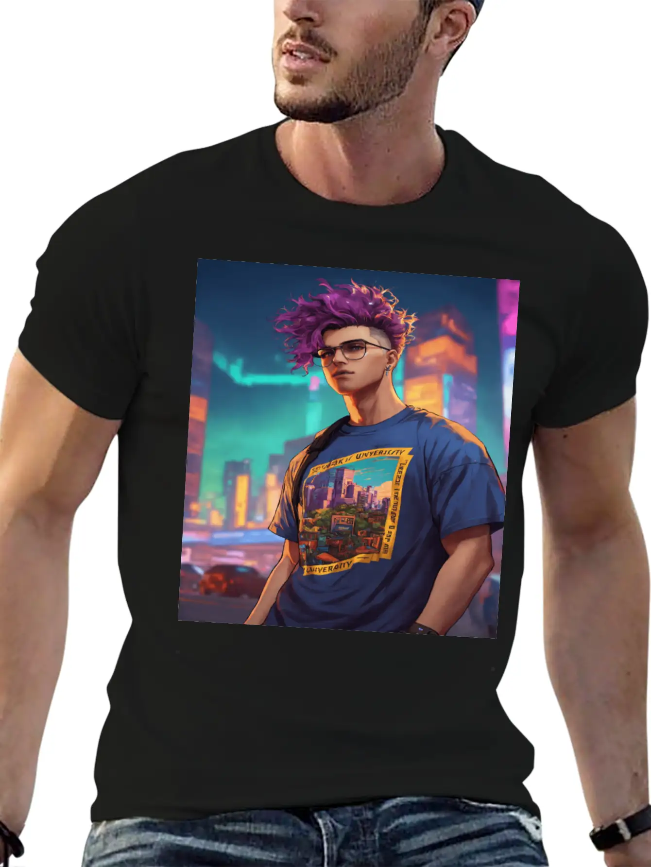 Edgy Cyberpunk T-Shirt With Neon Vibes" Unisex Casual T-Shirt – Clean Design For Daily Comfort
